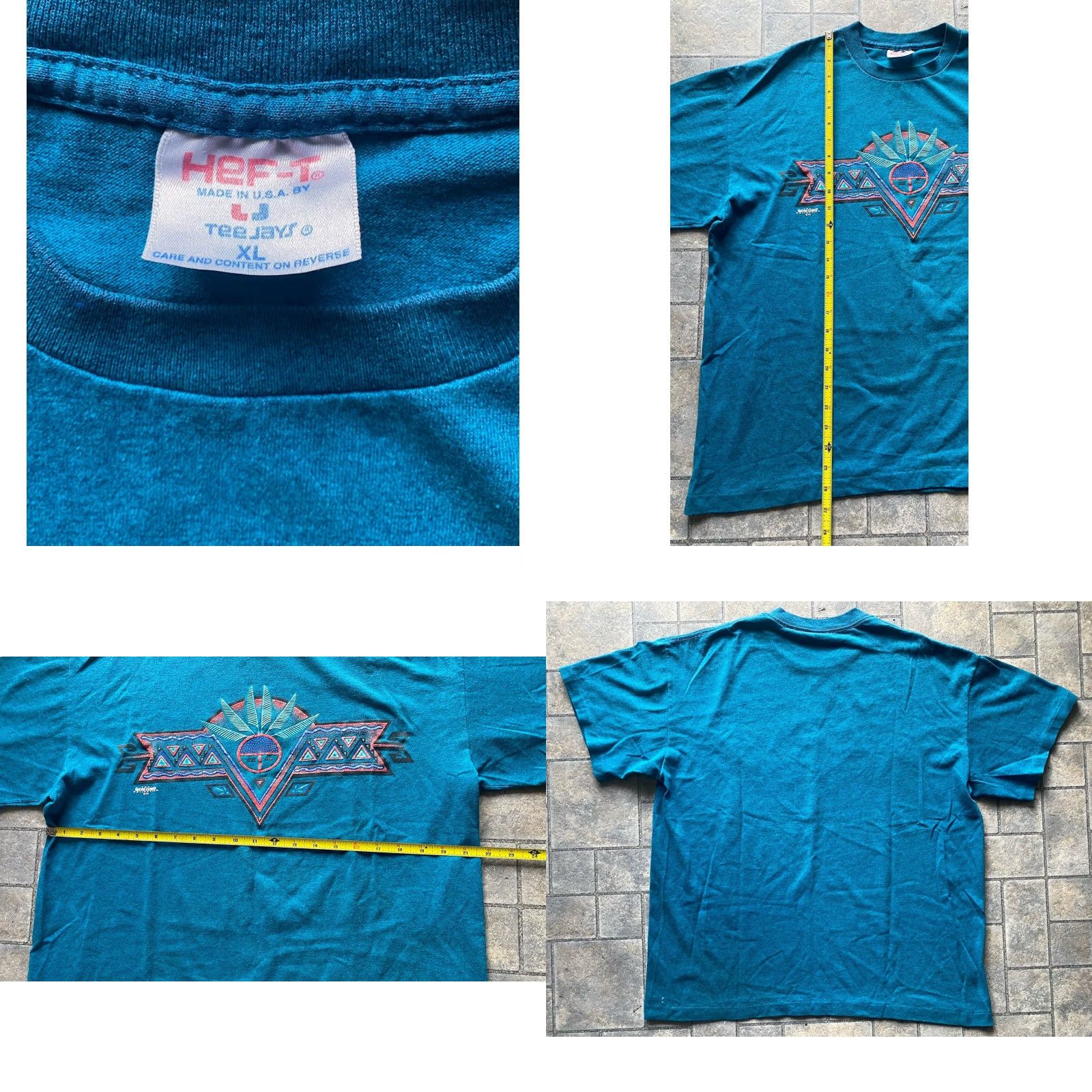 TEE JAYS VINTAGE Teejays HEF-T Single Stitch T Shirt Mens XL Blue 1990s Nathan Richards Tee-Jays Mens Shirt Blue XL Vintage Size US XL / EU 56 / 4 - 8 Thumbnail