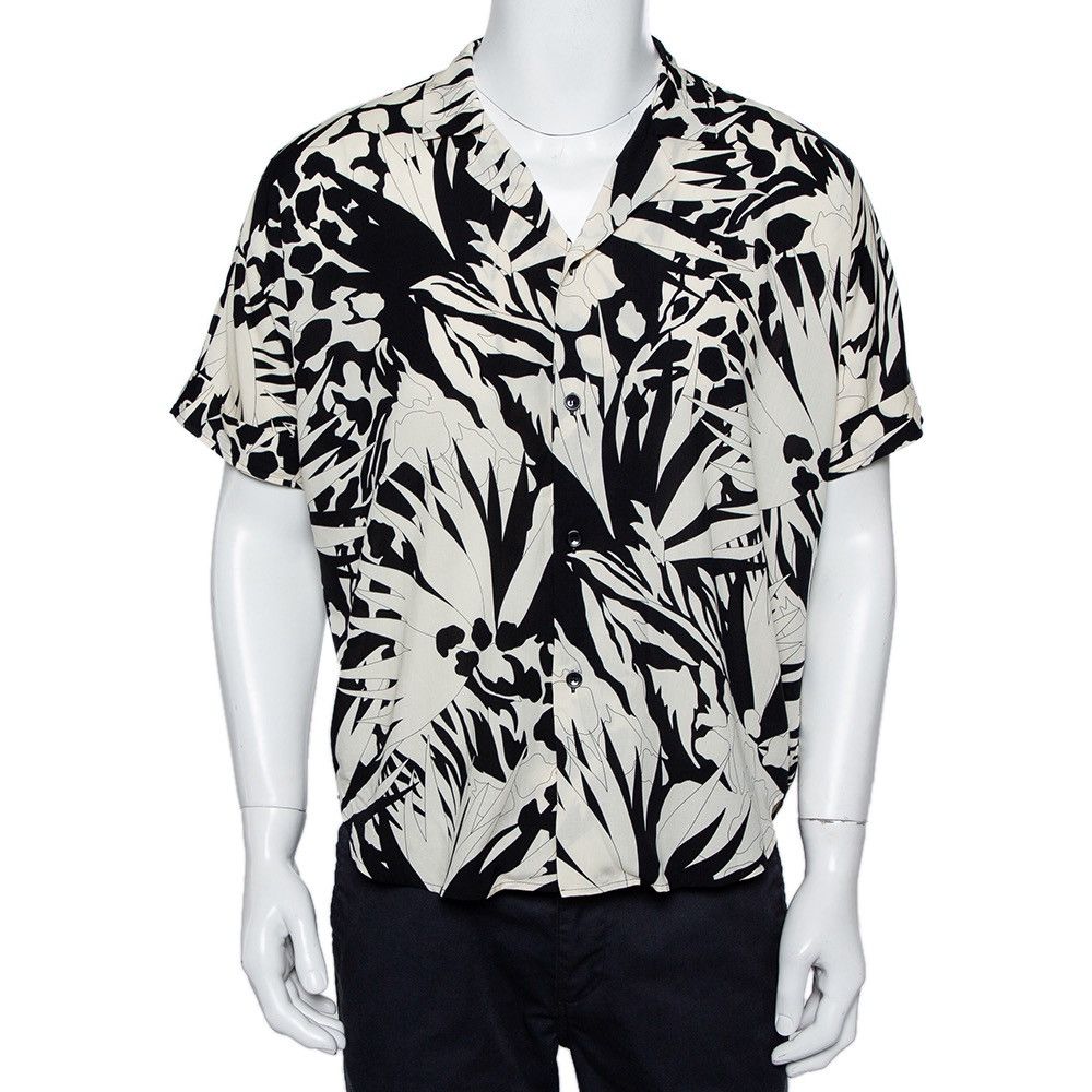 Saint Laurent Paris Saint Laurent Jungle Print Short Sleeve Shirt Size US M / EU 48-50 / 2 - 7 Thumbnail