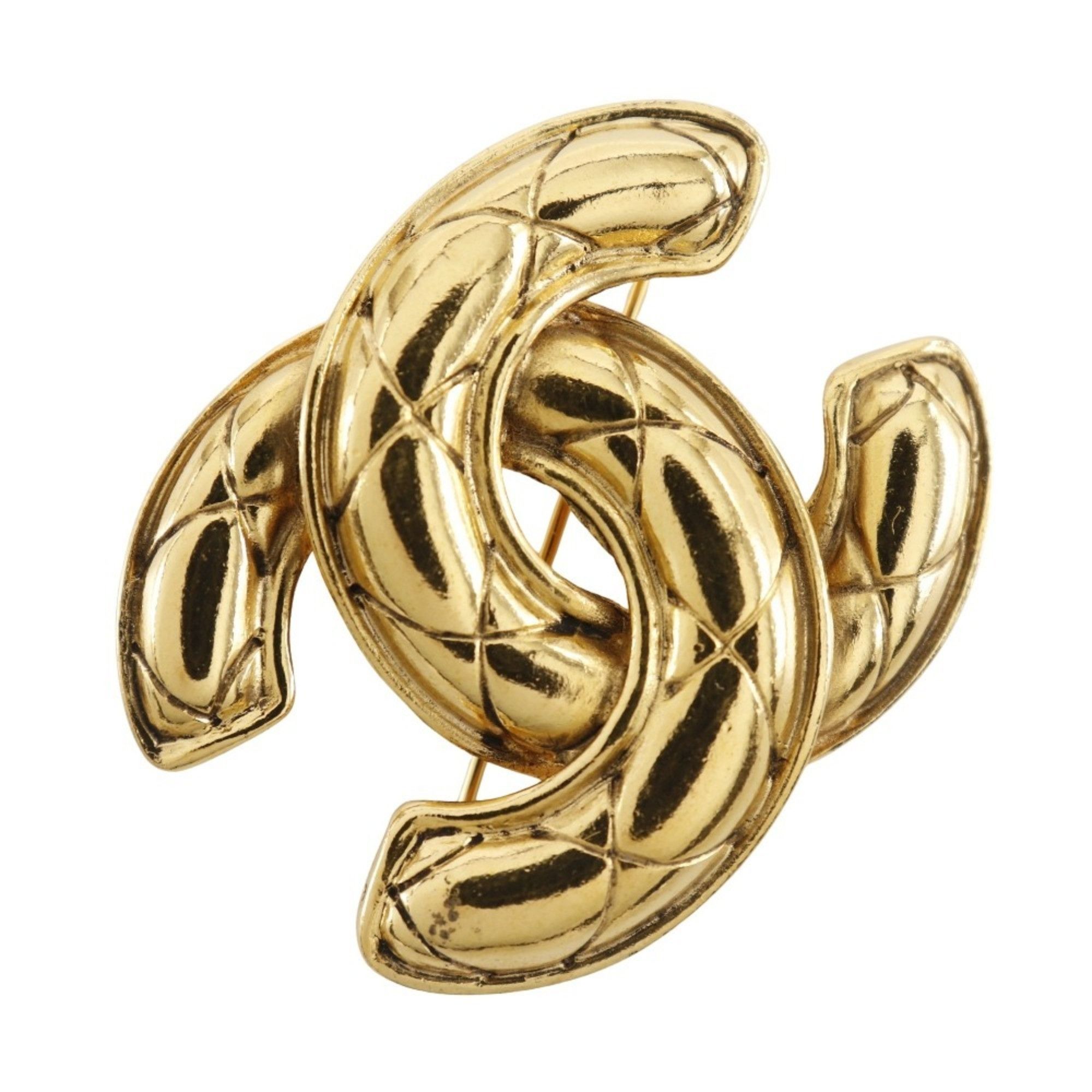 Chanel CHANEL Coco Mark Brooch, Matelasse, Gold Plated, Approx. 17.7g, Women's Size ONE SIZE - 1 Thumbnail