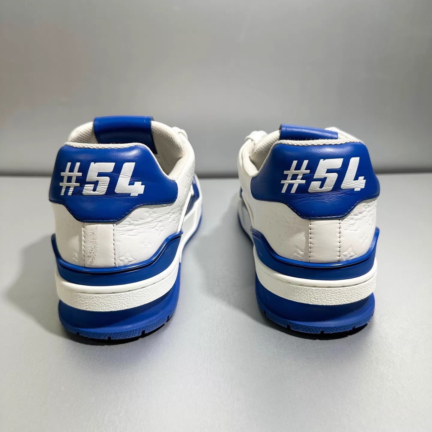 Louis Vuitton LV Trainer White/Blue Embossed 7.5/41.5 Worn Excellent Size US 8.5 / EU 41-42 - 5 Thumbnail