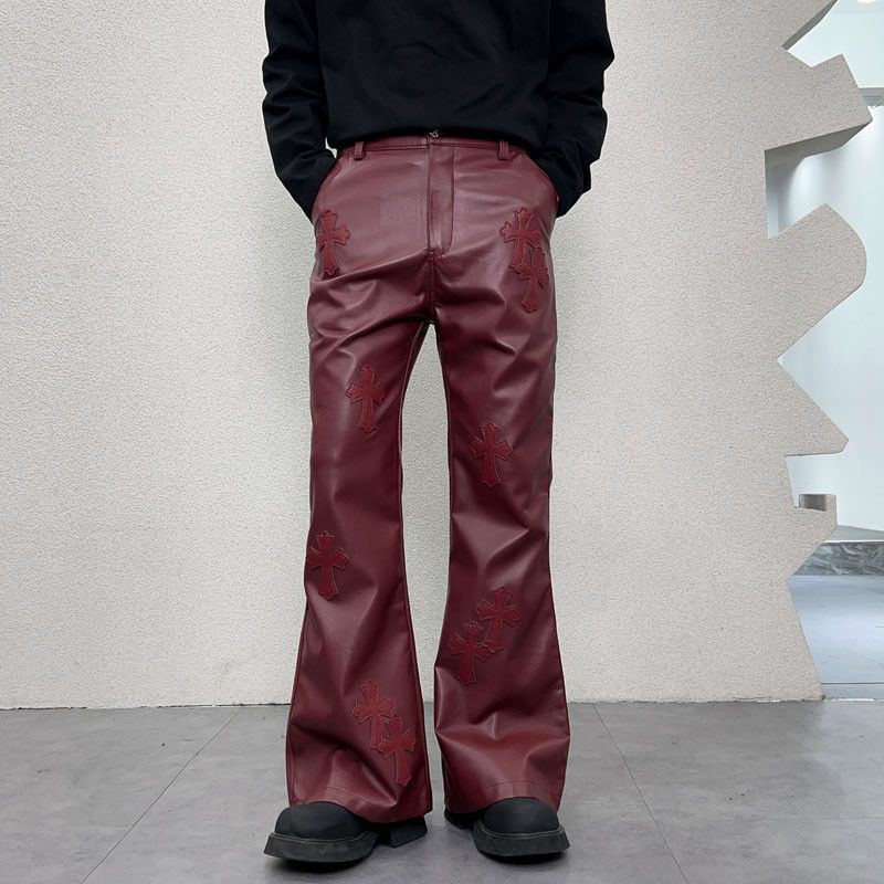 Japanese Brand × Vintage Avant garde retro pu leather flare pants Size US 36 / EU 52 - 1 Thumbnail