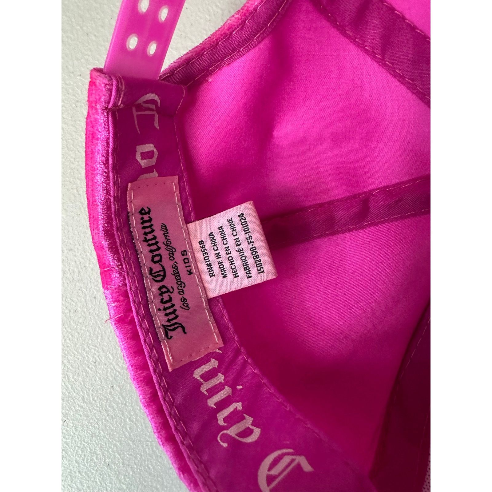 Juicy Couture NWT Juicy Couture Kids Hot Pink Velour Hat Logo Adjustable Size ONE SIZE - 2 Thumbnail