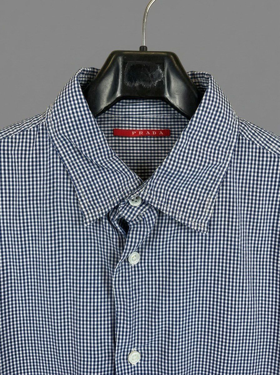 Prada Prada Milano Gingham Check Shirt — Navy Blue/White Size US L / EU 52-54 / 3 - 4 Thumbnail