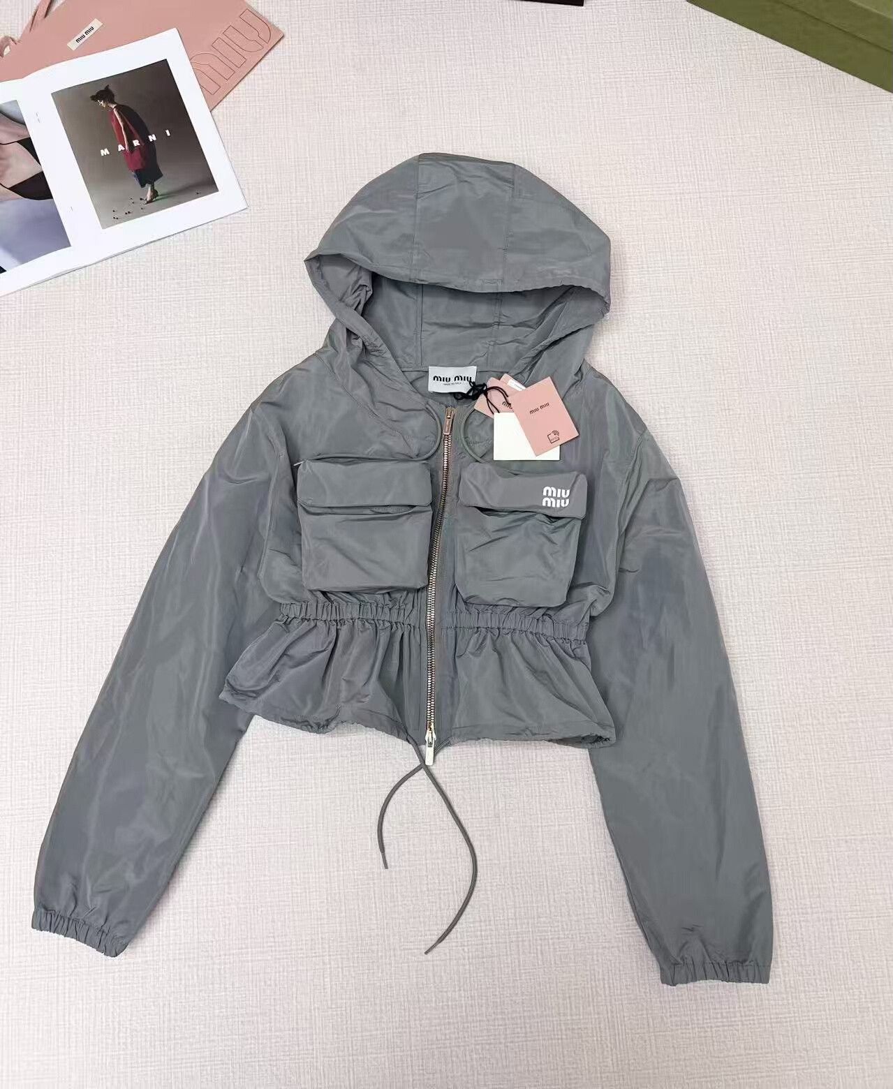 Miu Miu Miu Miu Gray Windbreaker Jacket Size 42 Size M / US 6-8 / IT 42-44 - 1 Thumbnail