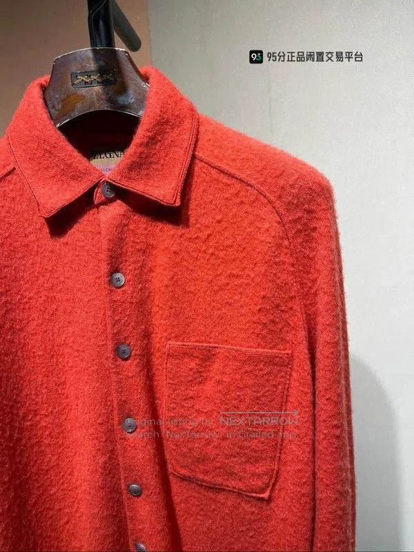 Ermenegildo Zegna Zegna Men's Red Solid Pointed Collar Long. Size US S / EU 44-46 / 1 - 8 Thumbnail