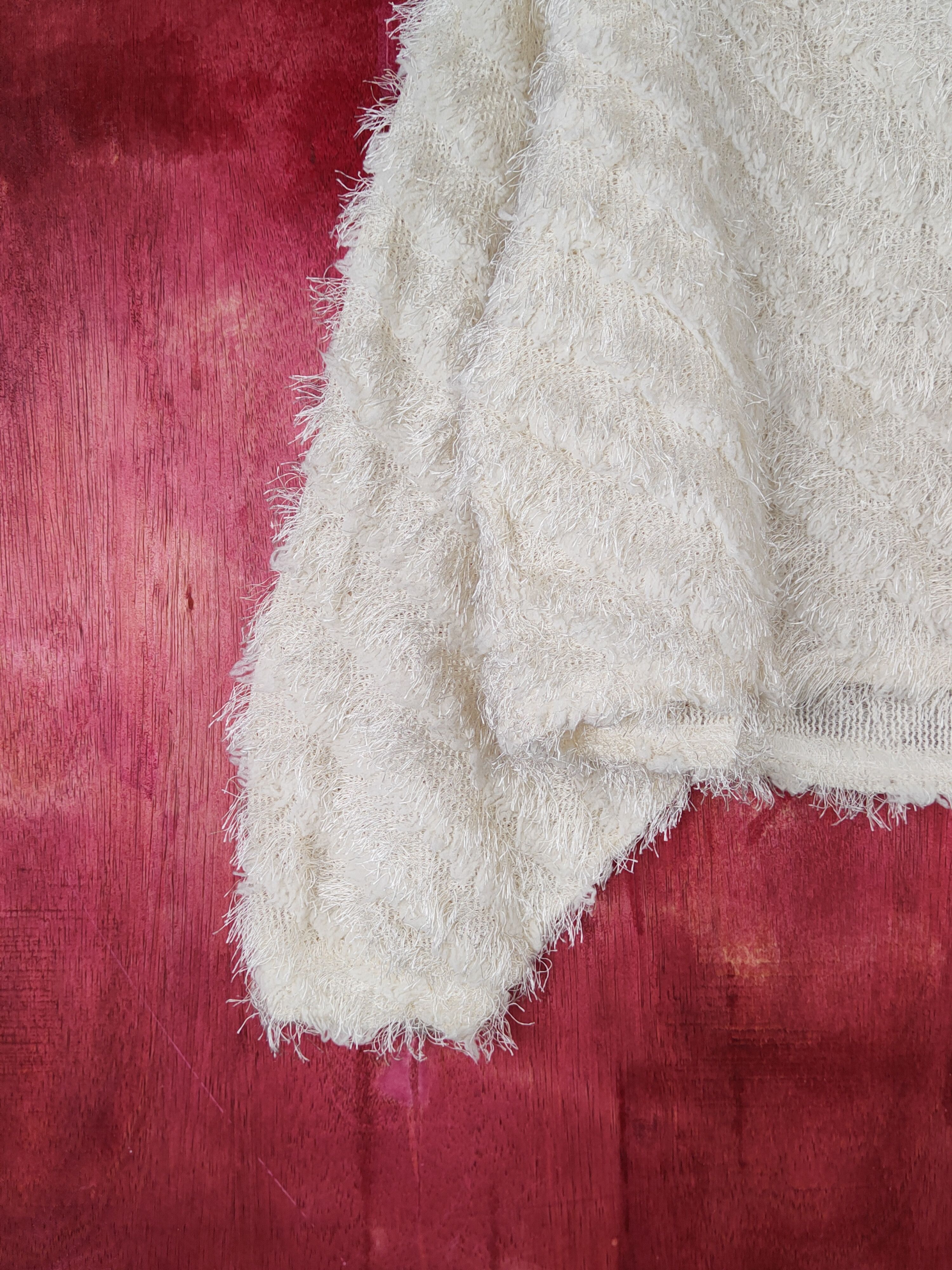 Homespun Knitwear Anzu Cream Shag Shaggy Fur Mohair Knitwear #S1887 Size M / US 6-8 / IT 42-44 - 4 Thumbnail
