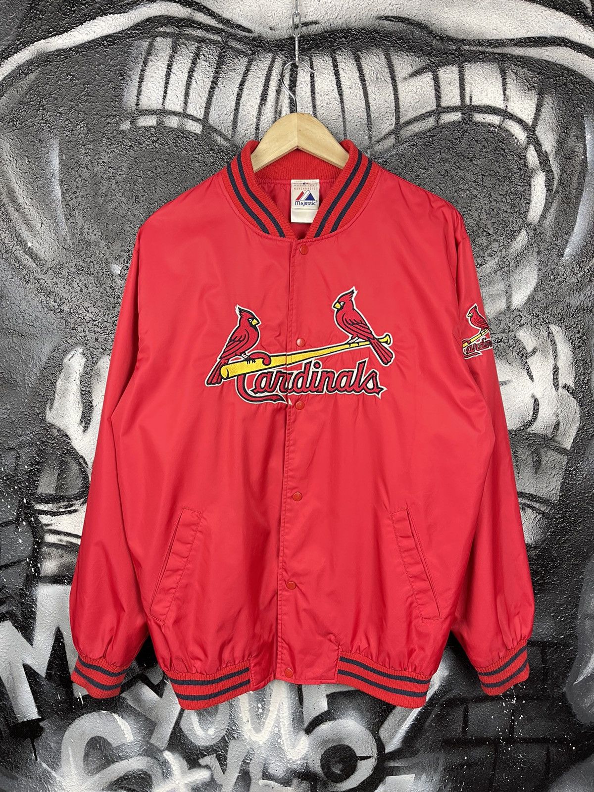 Majestic Majestic St. Louis Cardinals Vintage 90s Red Nylon Bomber Jacket Size Medium Size US M / EU 48-50 / 2 - 3 Thumbnail