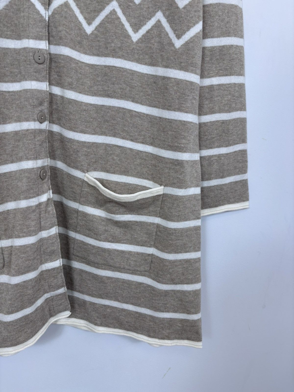 Gudrun Sjoden Gudrun Sjoden Women’s Beige Geometric Knit Cardigan Sweater Size L / US 10 / IT 46 - 7 Thumbnail