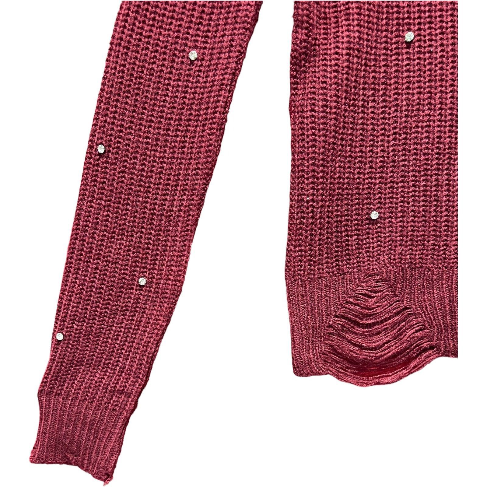 Other FCT With Love - Women's Crochet Long Sleeve Blouse - Burgund Size M / US 6-8 / IT 42-44 - 14 Thumbnail