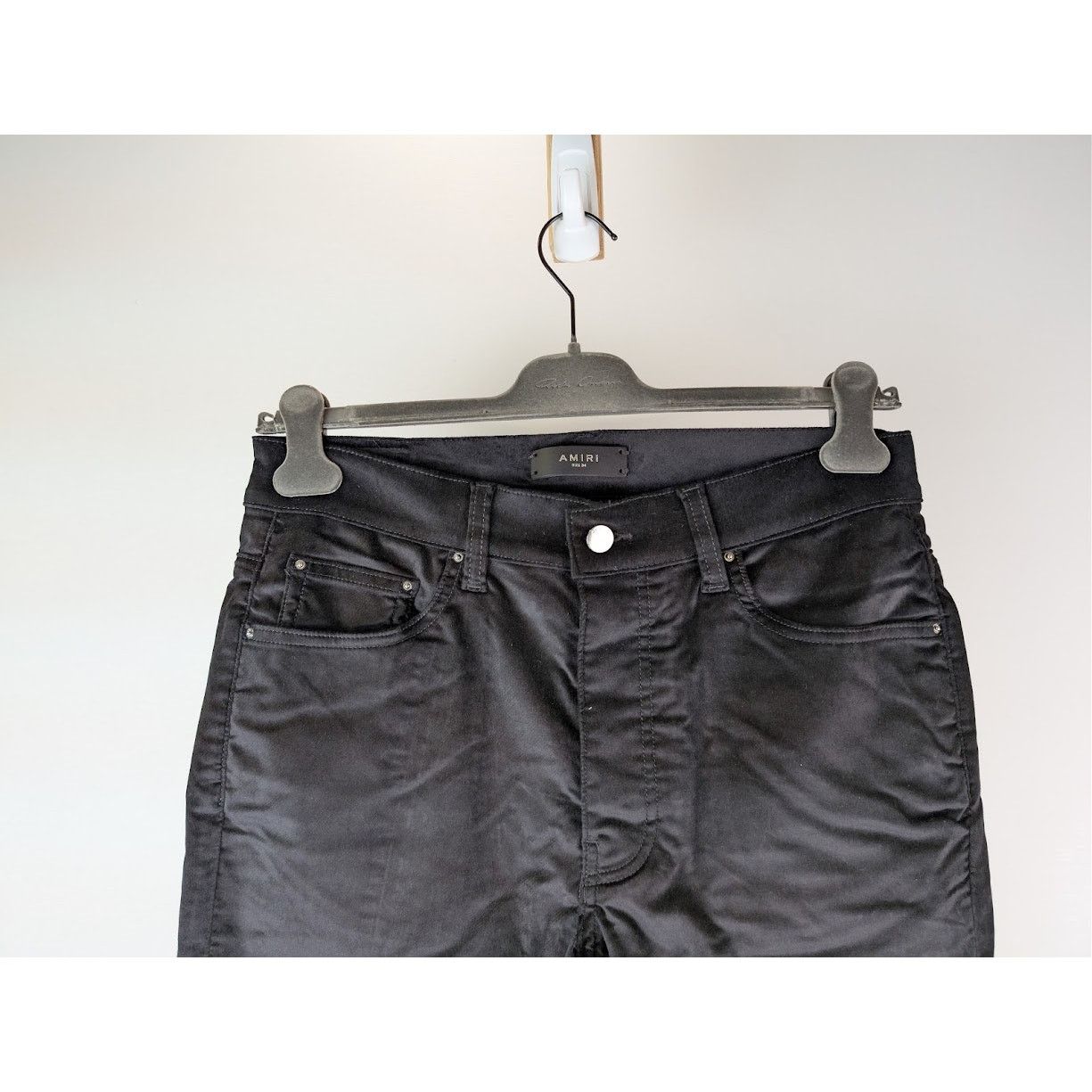 Amiri o1rshd1 Velour Skinny Stack Jeans in Black Size US 34 / EU 50 - 3 Thumbnail
