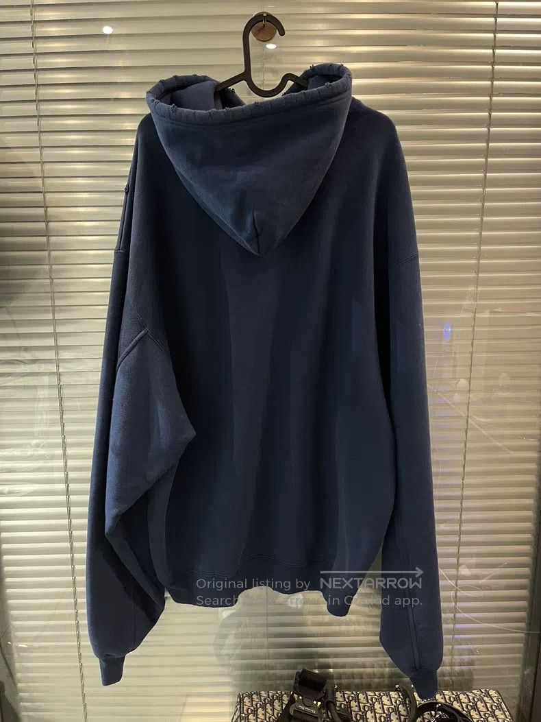 Balenciaga Balenciaga Blue Destroyed Marathon Hoodie Size US XS / EU 42 / 0 - 2 Thumbnail