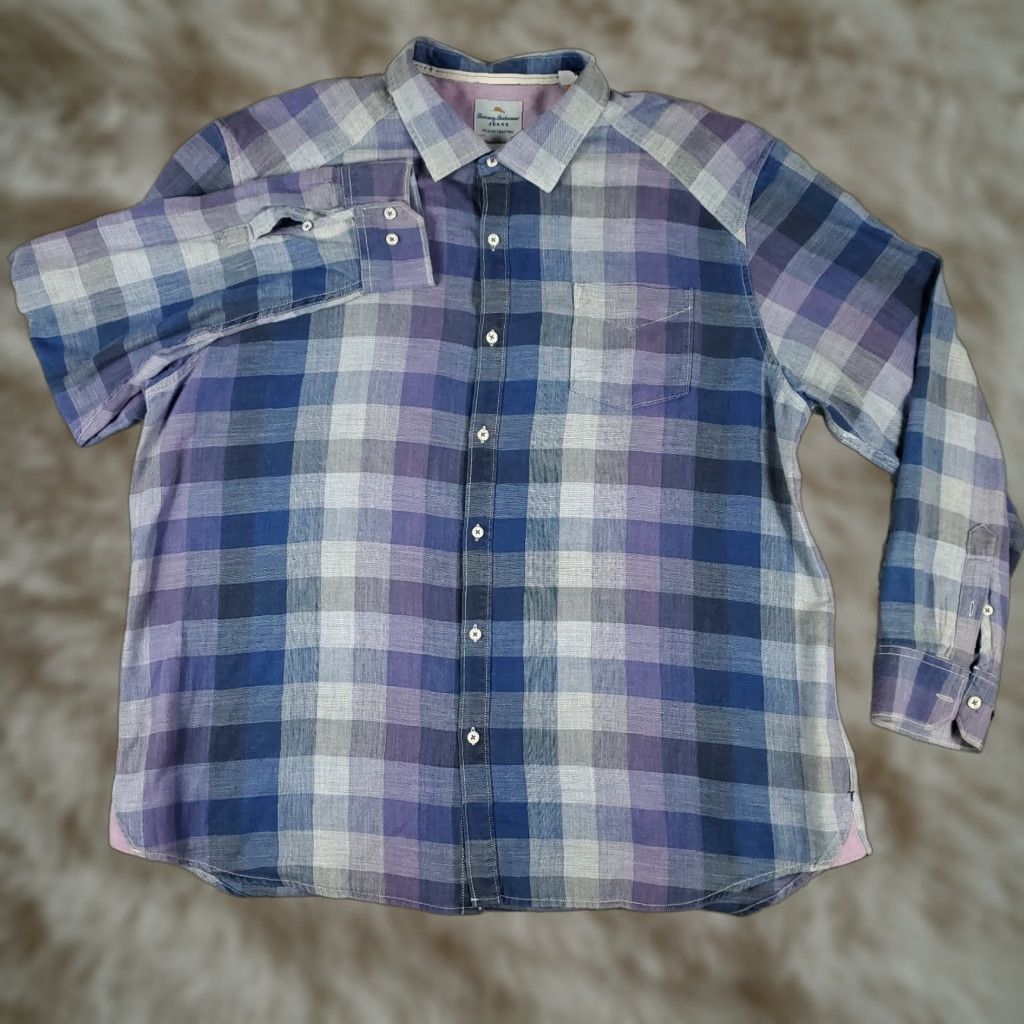 Tommy Bahama Tommy Bahama Shirt Mens 3XL Purple Blue Check Cotton Button-Up Long Sleeve Size US XXL / EU 58 / 5 - 1 Thumbnail