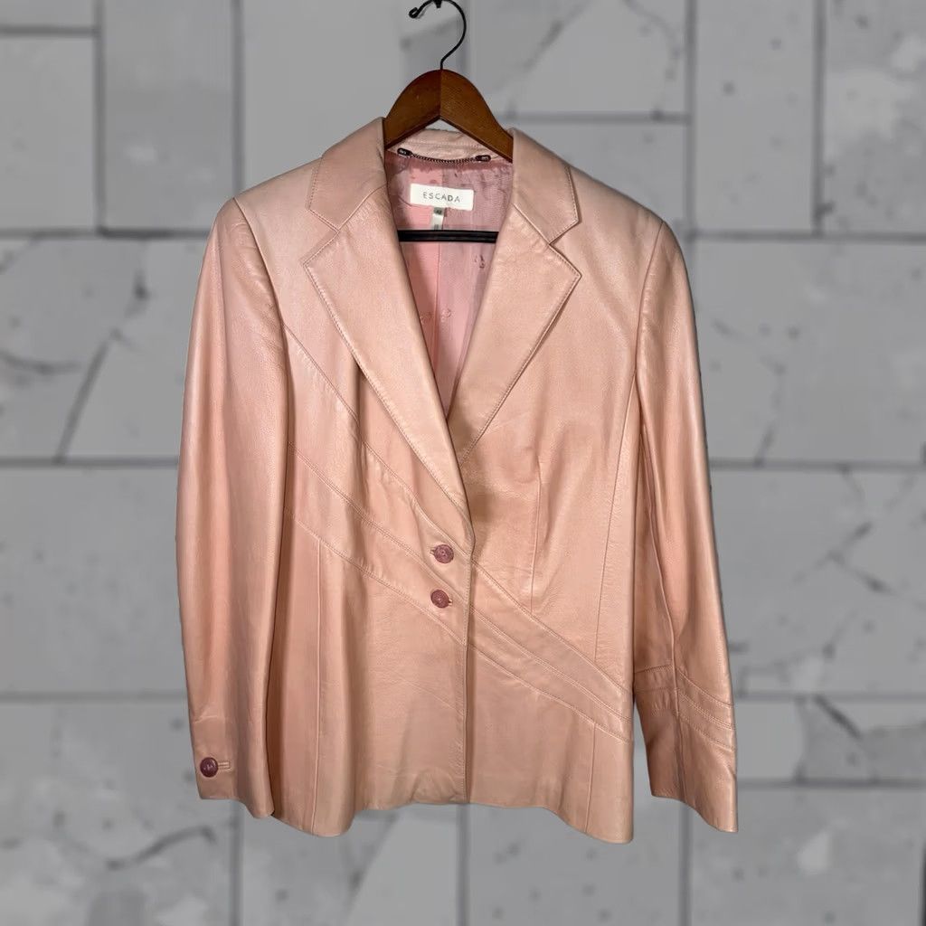 Escada VINTAGE Escada Pink SOFT Lamb Leather 2 Button Jacket Womens 42 Size M / US 6-8 / IT 42-44 - 1 Thumbnail