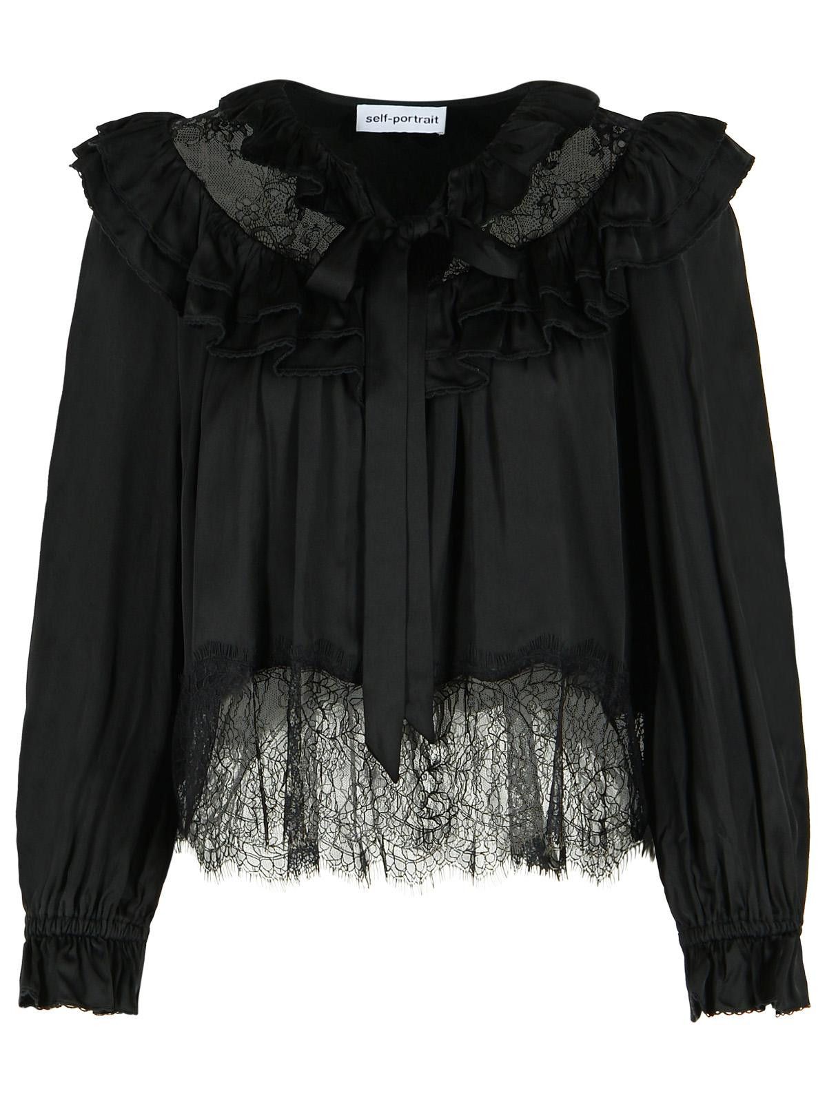 Self-Portrait SELF PORTRAIT Black Viscose Blouse Size M / US 6-8 / IT 42-44 - 1 Thumbnail