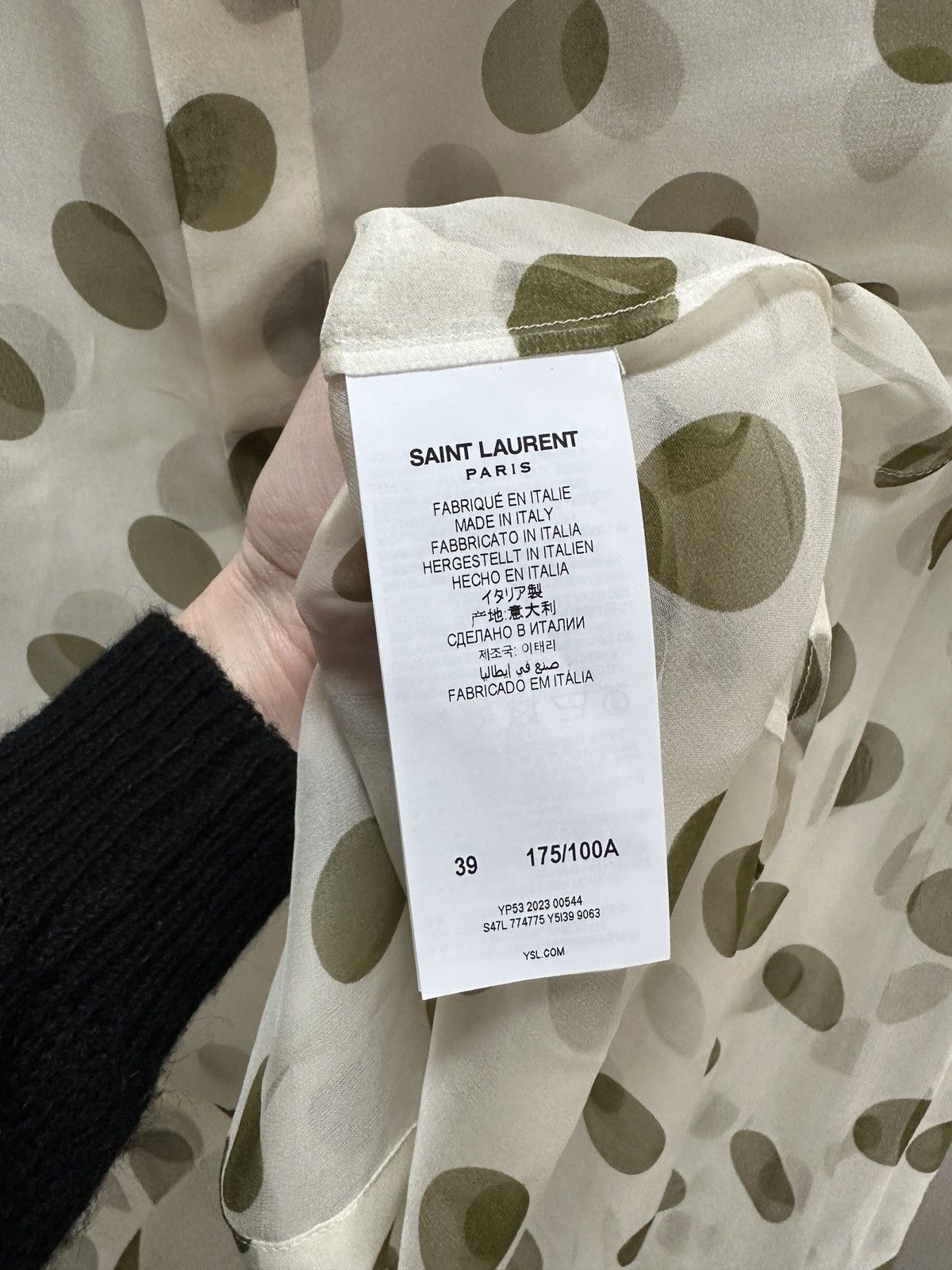 Saint Laurent Paris SS24 Mulberry Silk Sheer Polka Dot Shirt Size US L / EU 52-54 / 3 - 8 Thumbnail