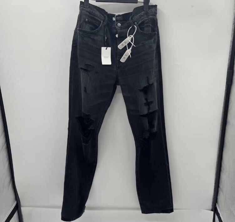 image of Amiri The Latest Grey Knife Cuts Jeans in Black, Men's (Size 32)