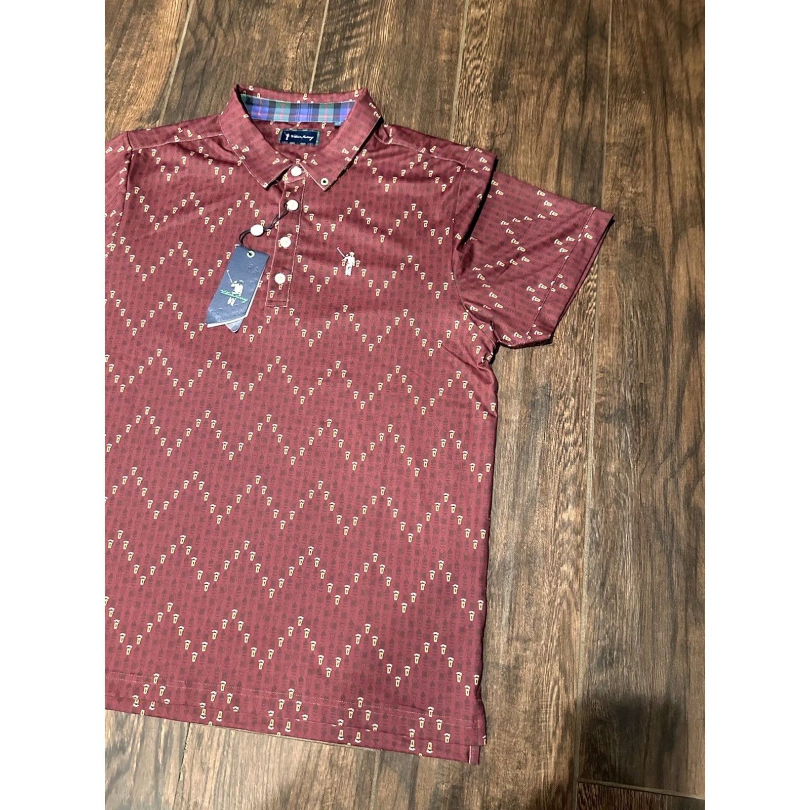Vintage NWT William Murray Polo Shirt Mens Large Red Golf Performance Beer Mug Brew Shirt Size US L / EU 52-54 / 3 - 2 Thumbnail
