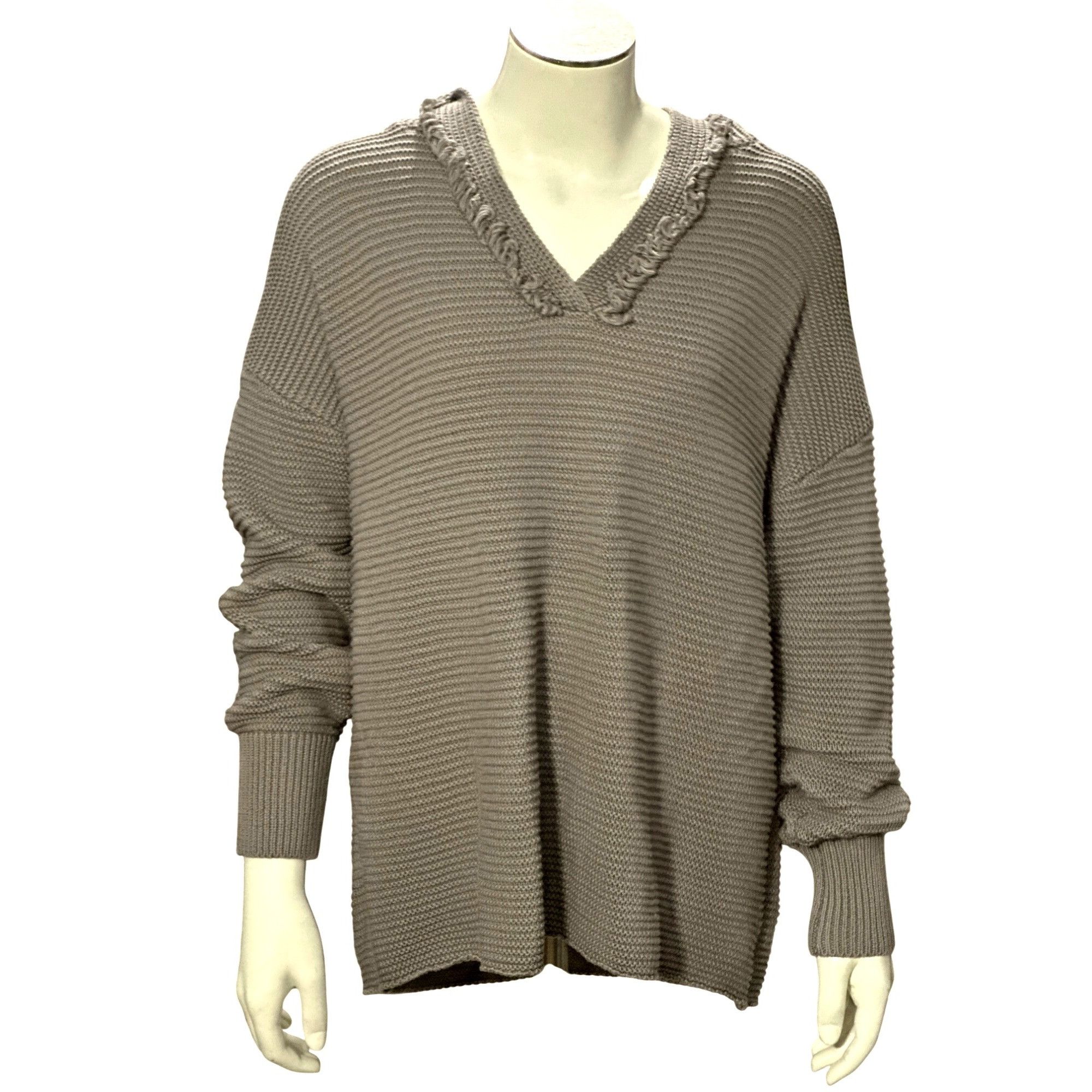 Other CCC Long Sleeve Hoodie Ribbed Cozy Gray Knit Pullover Sweate Size L / US 10 / IT 46 - 8 Thumbnail