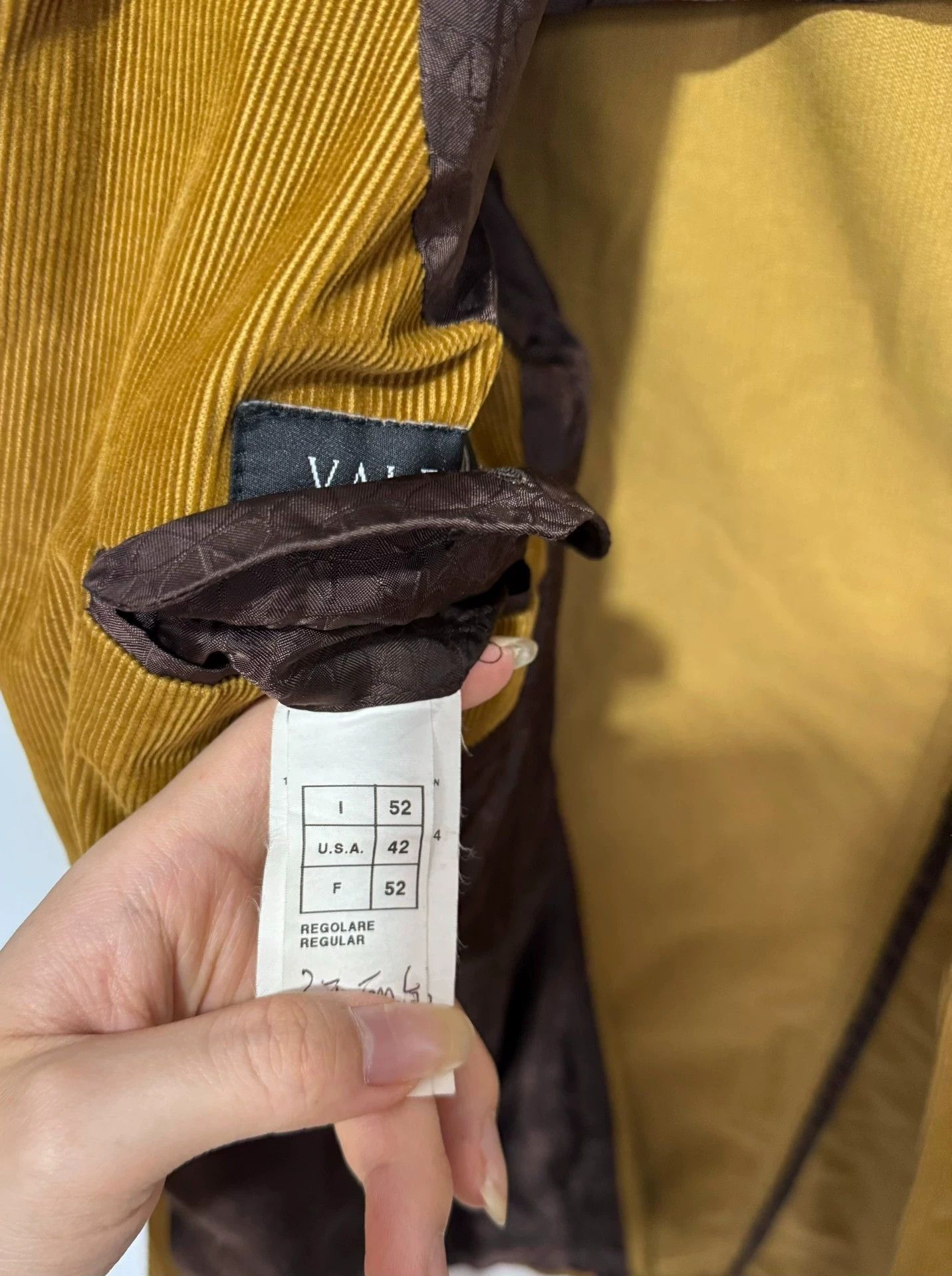 Valentino Valentino 52 Corduroy Suede Trim Blazer Jacket Yellow Brown Size 52S - 6 Thumbnail