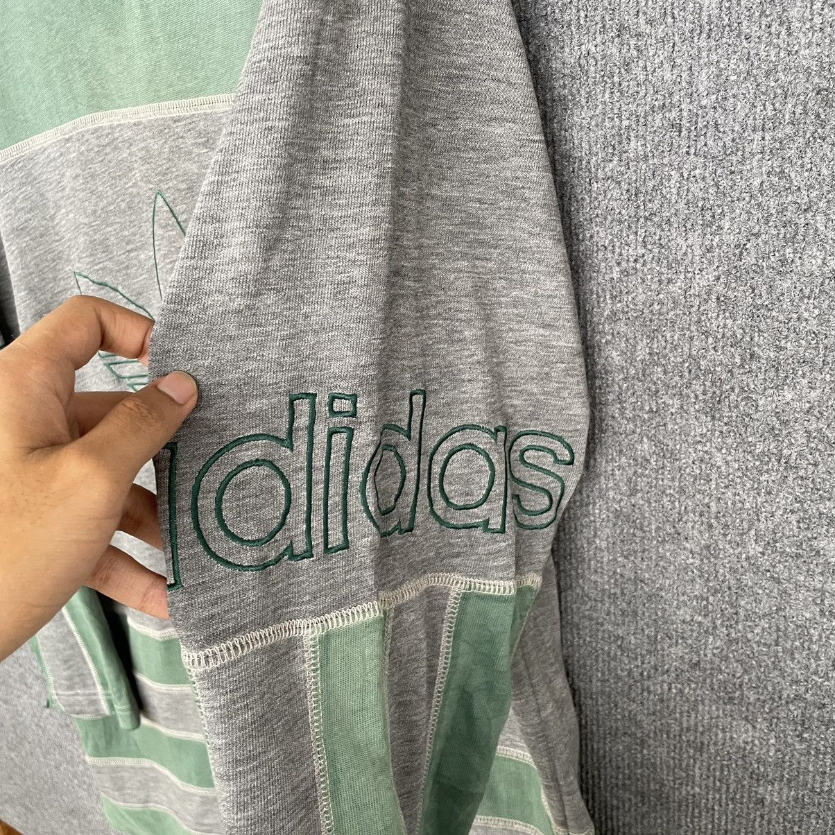 Adidas × Vintage Vintage 1990s Adidas Big Logo Distressed Sweatshirt Size US L / EU 52-54 / 3 - 3 Thumbnail