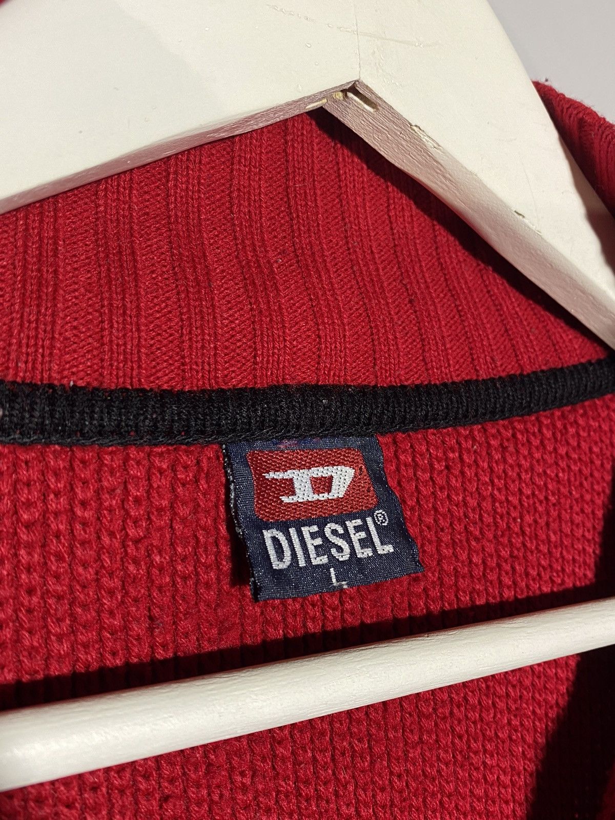 Diesel 🔥 Y2K DIESEL RED ZIP NECK SWEATER TECH CORE AESTHETIC Size US L / EU 52-54 / 3 - 10 Thumbnail