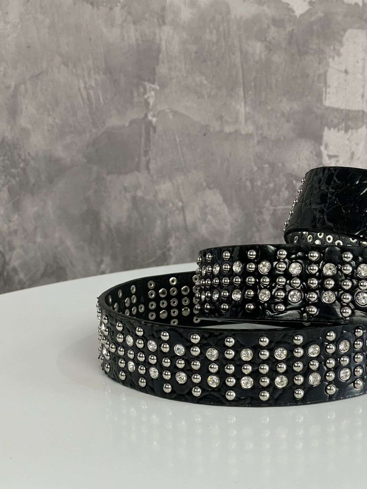 Seditionaries × Vintage Vintage Avant Garde Faux Leather Rhinestones Belt Size ONE SIZE - 3 Thumbnail