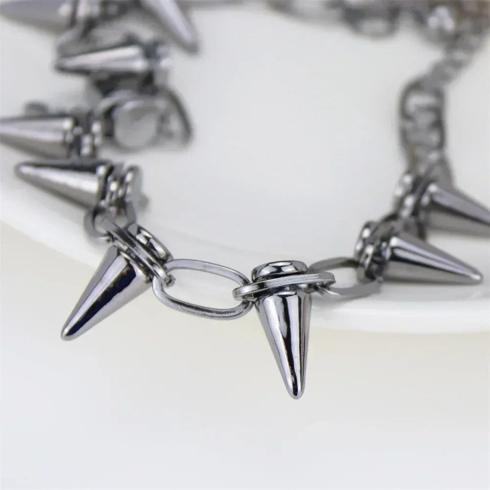 Jewelry Punk Spike Chokers Goth Rivet Spike Link Chain Necklace Size ONE SIZE - 2 Thumbnail