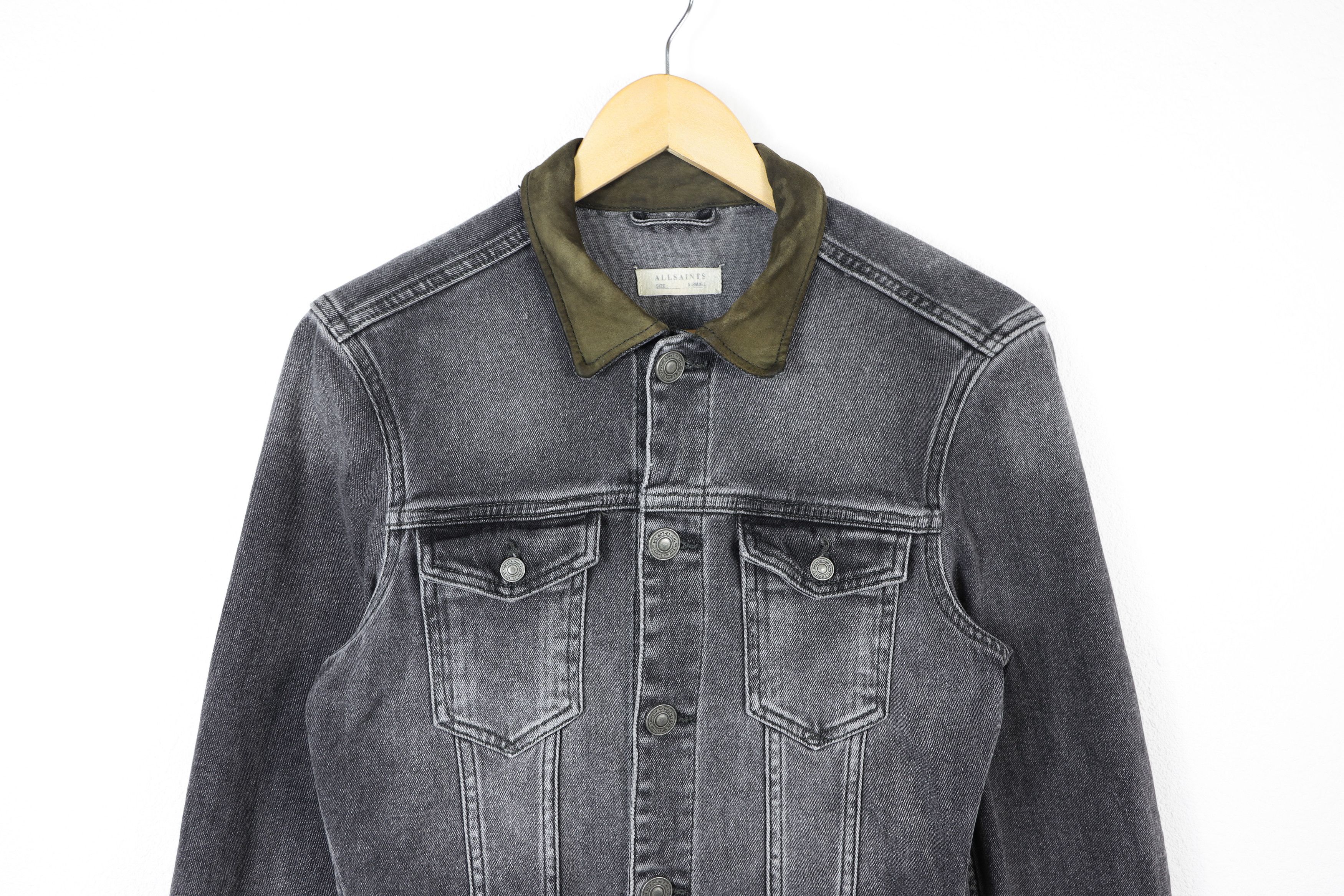Allsaints Allsaints Jeans Track Suede Collar Creagan Denim Jacket Size US XS / EU 42 / 0 - 2 Thumbnail