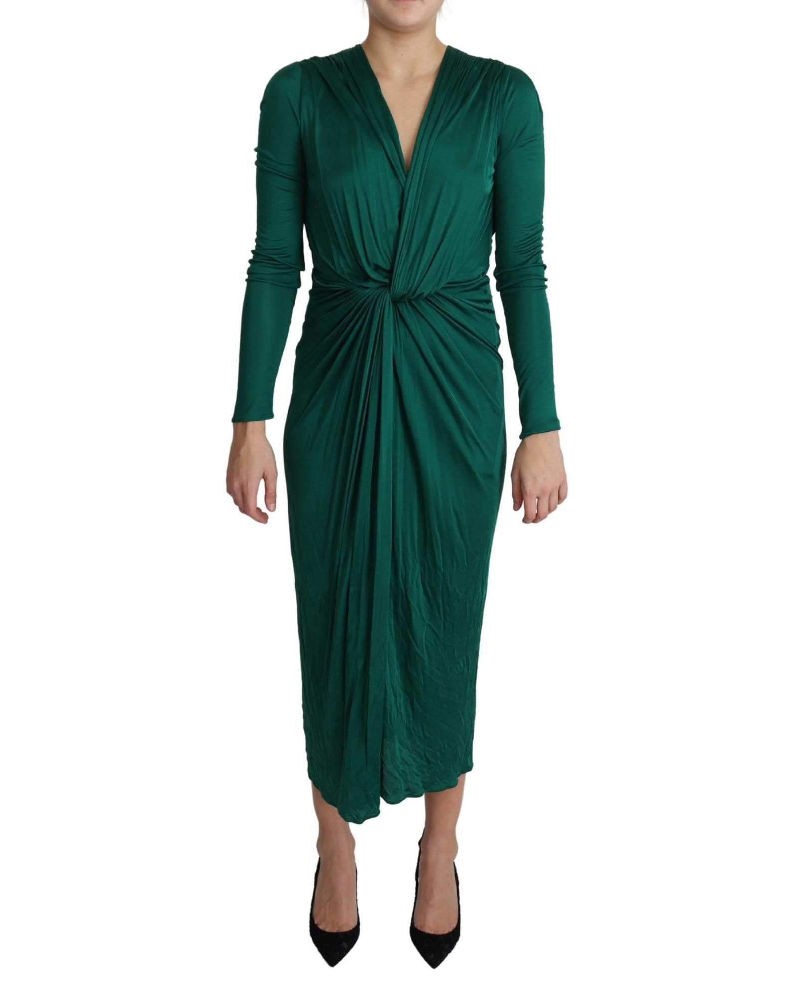 image of Dolce Gabbana Emerald Fitted Silhouette Midi Dress in Green, Women's (Size Small)
