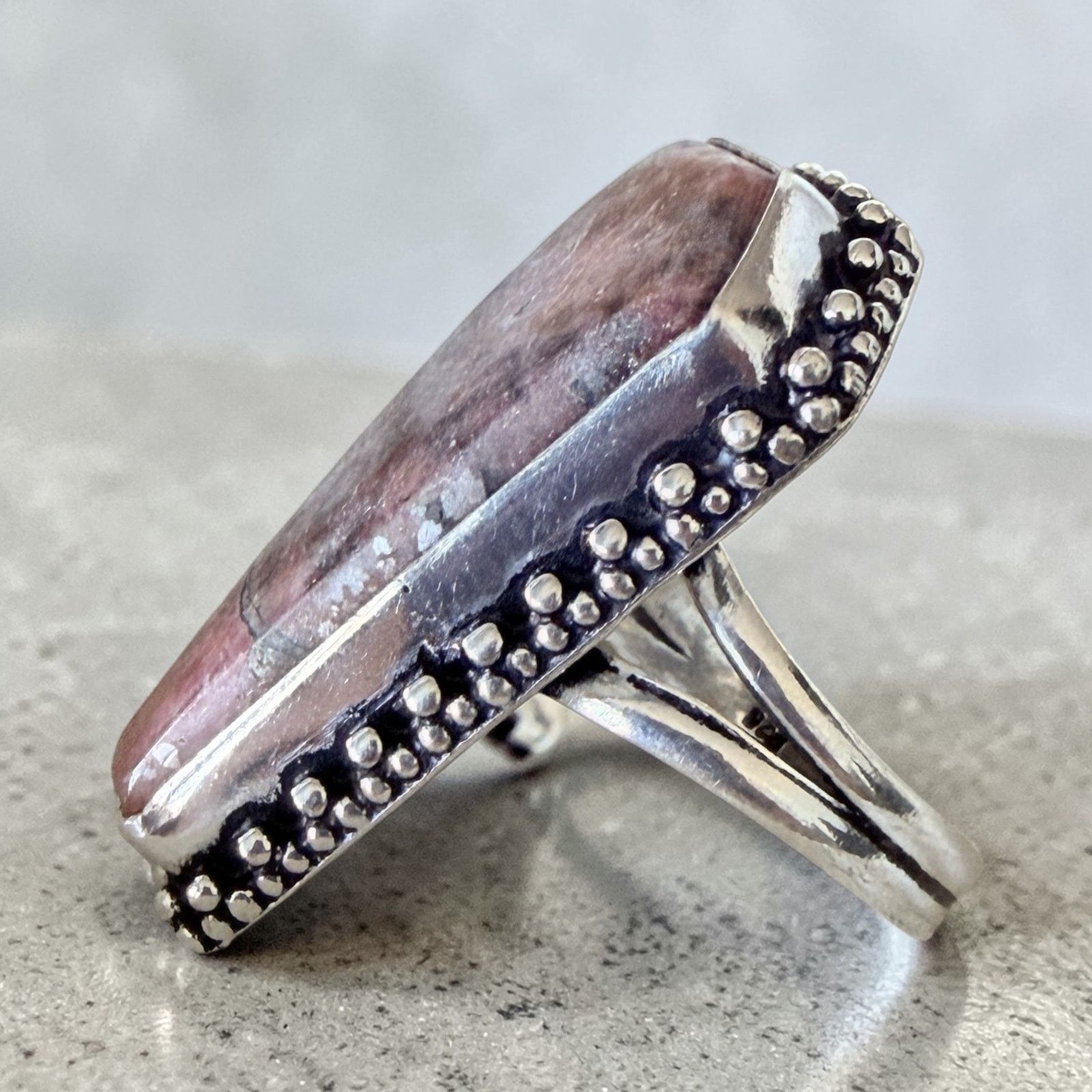 The Unbranded Brand Coffin Rhodonite 925 Silver Overlay Ring Size ONE SIZE - 4 Thumbnail