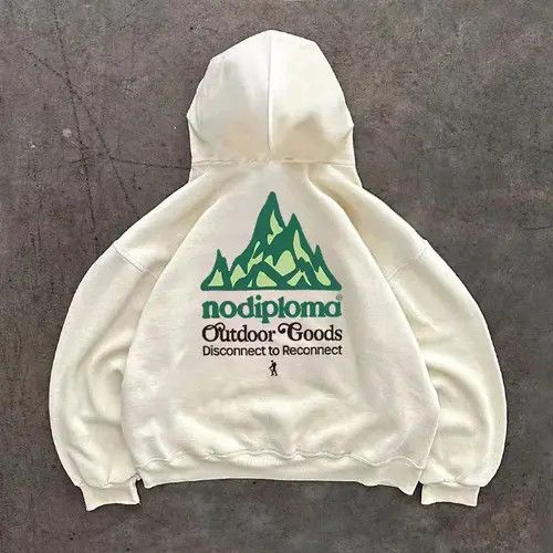 Japanese Brand × Vintage Beige casual loose retro snow mountain print hoodie Size US L / EU 52-54 / 3 - 1 Thumbnail