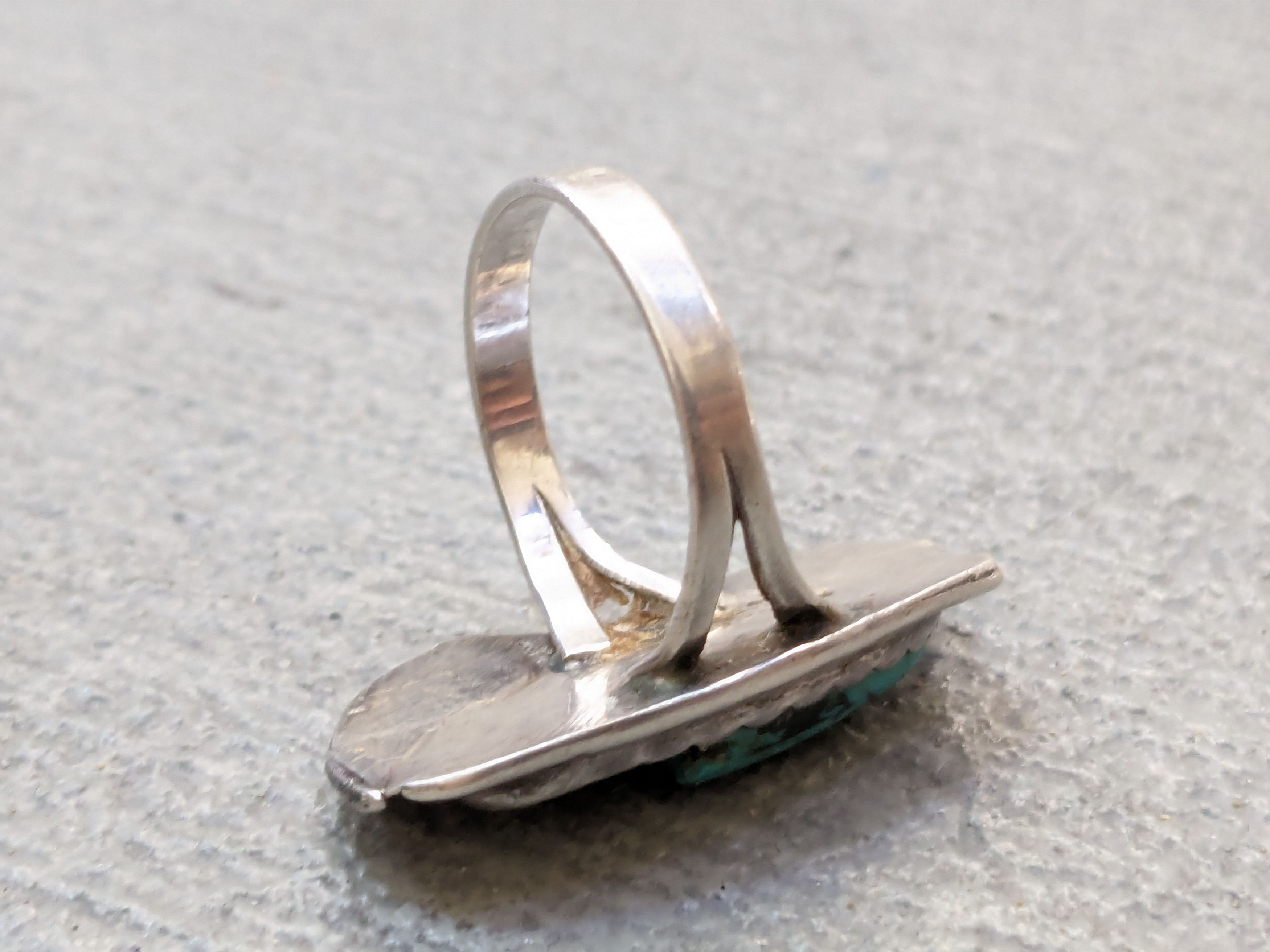 Jewelry Vintage Sterling Silver Ring 8 Turquoise Leaf Modern Size ONE SIZE - 7 Thumbnail