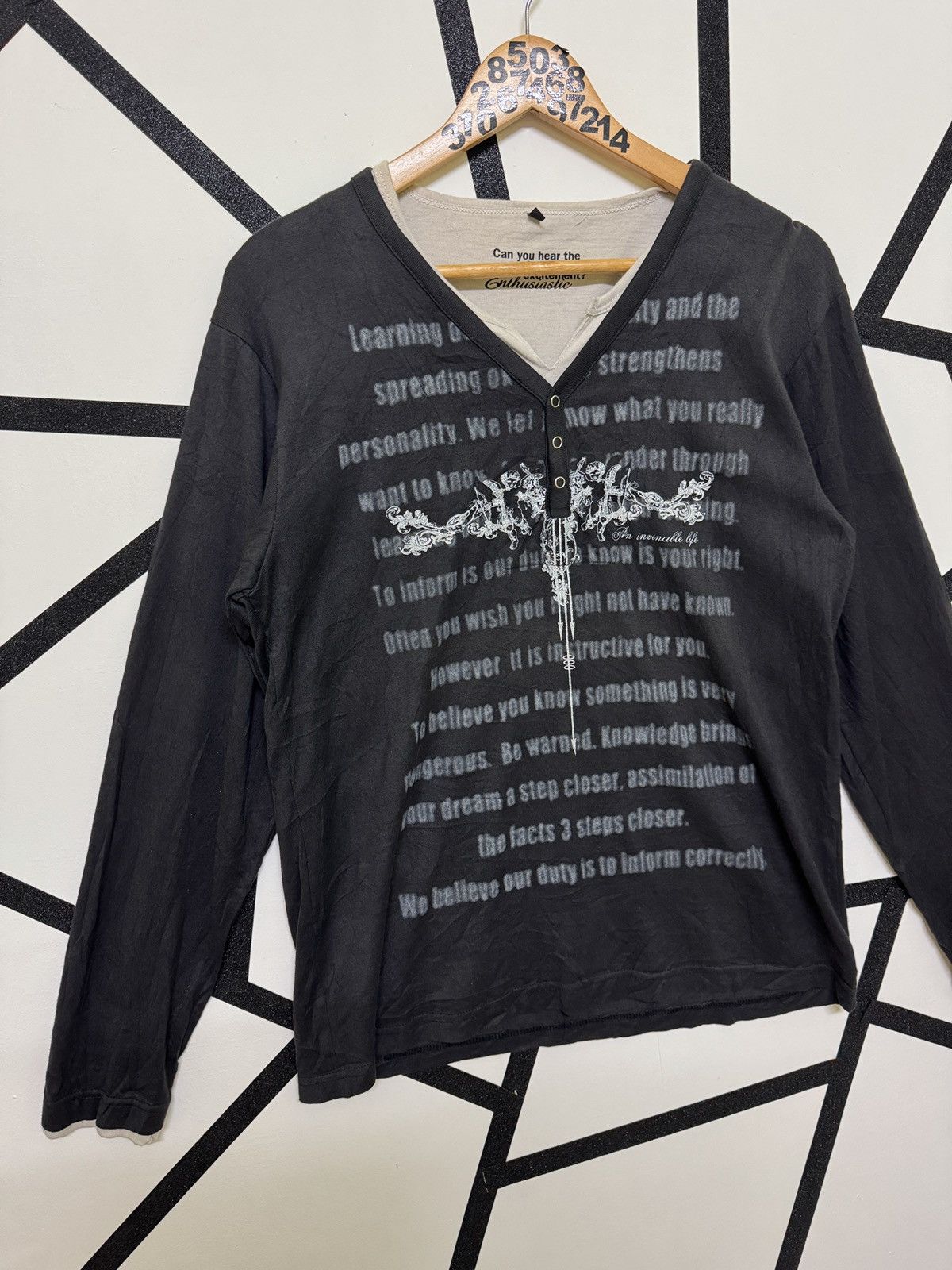 If Six Was Nine ENTHUSIASTIC Punk Poem Long Double Layer Style Sleeve Size US M / EU 48-50 / 2 - 3 Thumbnail