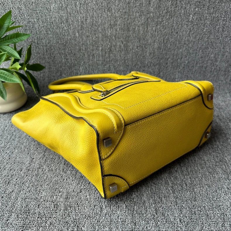Celine CELINE Luggage Mini Yellow Leather Handbag Size ONE SIZE - 3 Thumbnail