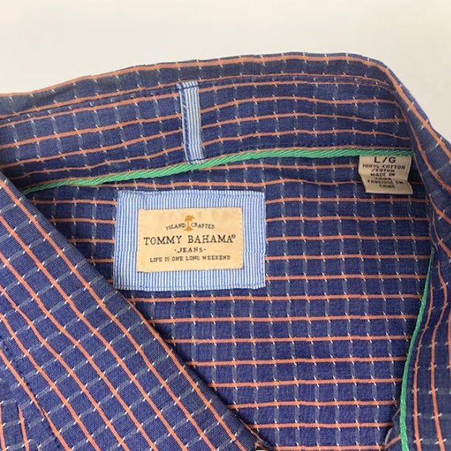 Tommy Bahama Tommy Bahama Checked Button Up Casual Shirt Mens Size L Blue Orange Size US L / EU 52-54 / 3 - 2 Thumbnail