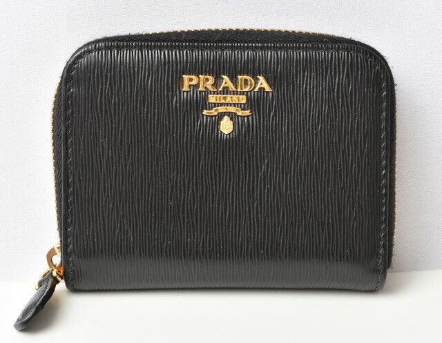 Prada Prada Mini Wallet VITELLO MOVE Leather Black Leather Card Case 230645-p in Great Condition
