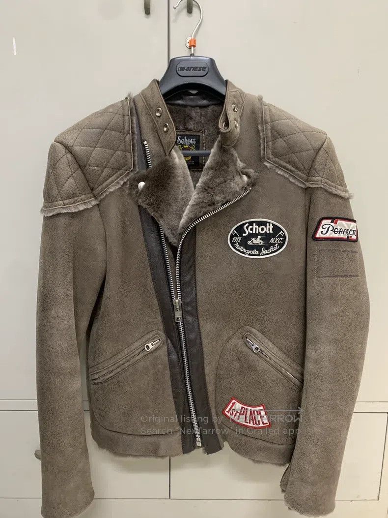 Schott Schott Vintage motorcycle leather jacket, sheepskin fur is Size US M / EU 48-50 / 2 - 2 Thumbnail