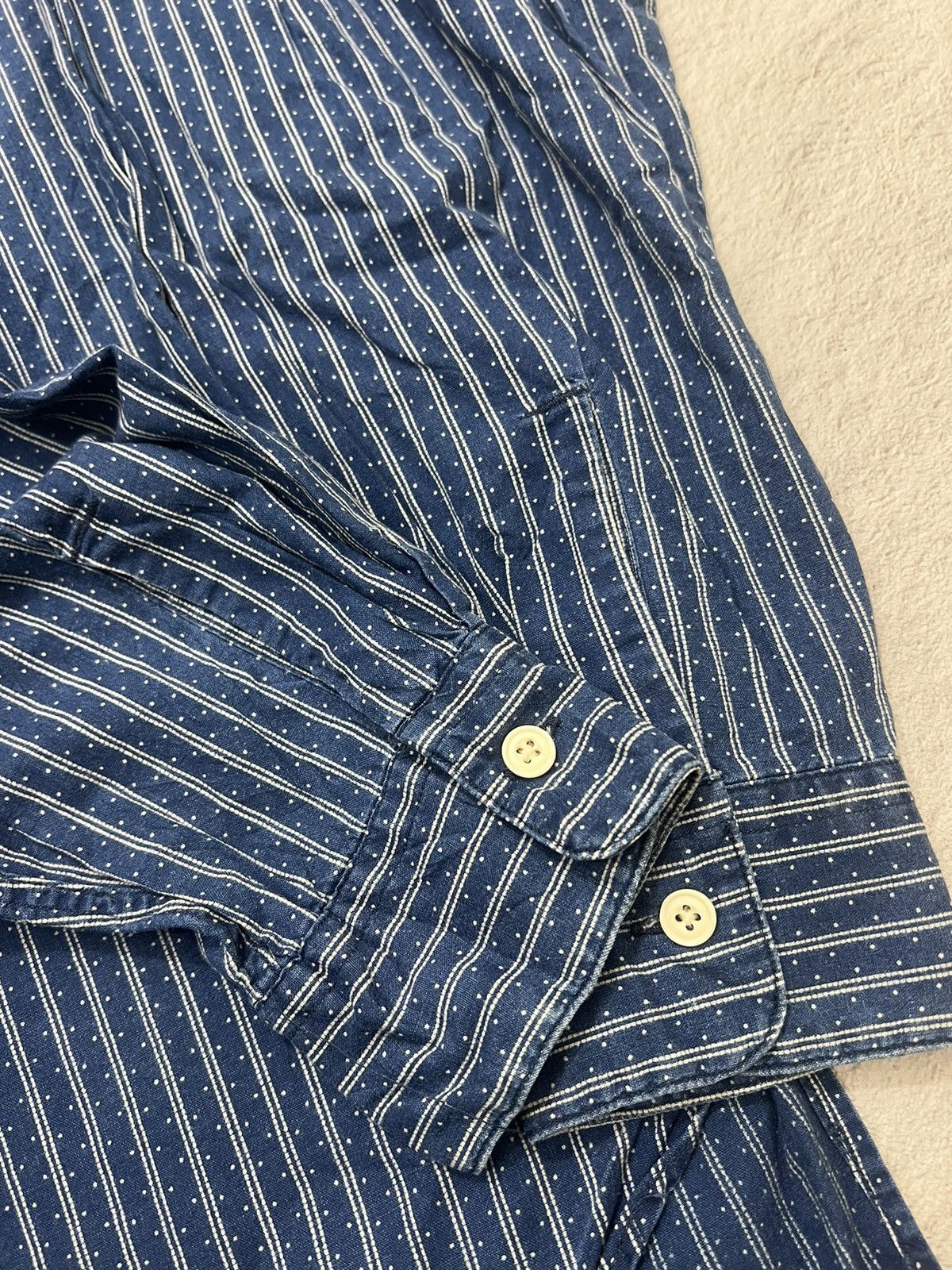 RRL Ralph Lauren 2000s RRL Double RL Pattern Hickory Stripe Collar Ls Shirt Size US L / EU 52-54 / 3 - 4 Thumbnail