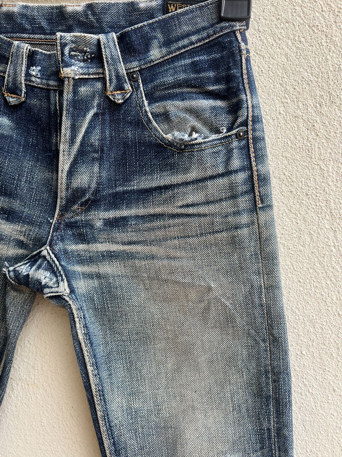 Freewheelers Trashed West Ride Japan Thick Denim Bootcut Jeans Size US 28 / EU 44 - 10 Thumbnail