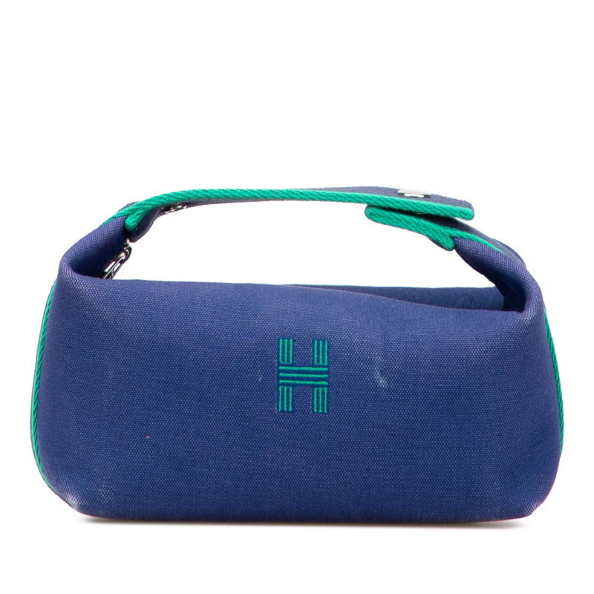 Hermes Hermès Bride A Black PM Handbag Pouch Blue Marine Cotton Women's HERMES Size ONE SIZE - 1 Thumbnail