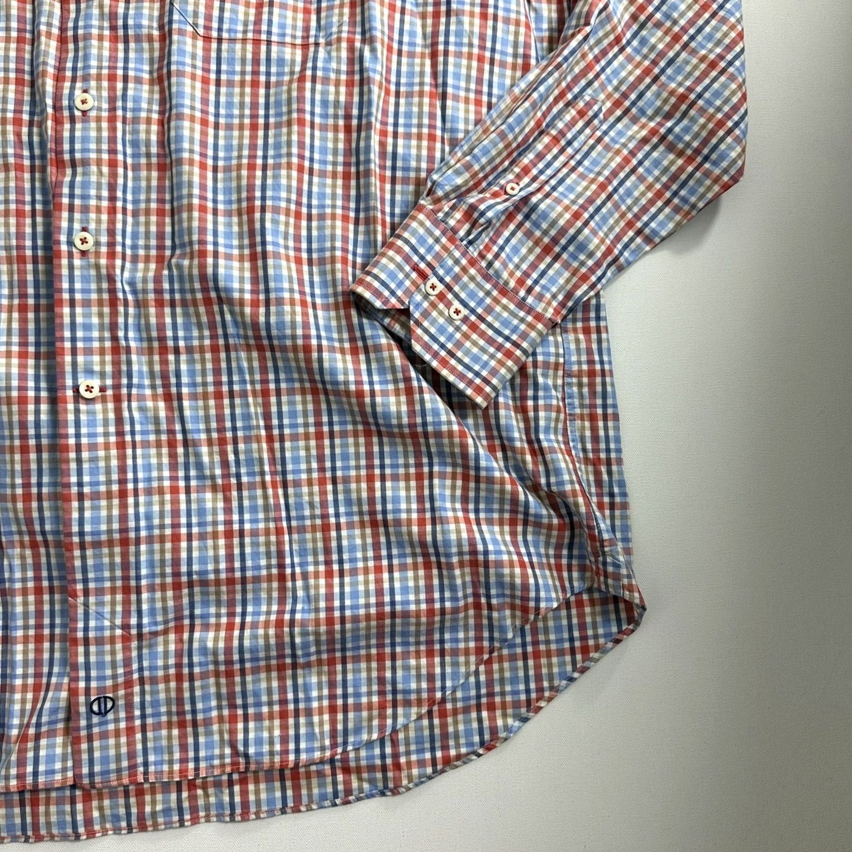 David Donahue David Donahue Dress Shirt Mens 2XL Plaid Button Up Long Sleeve Tartan Blue Multicolor Pattern Casual Formal Business Shirt Size 48R - 3 Thumbnail