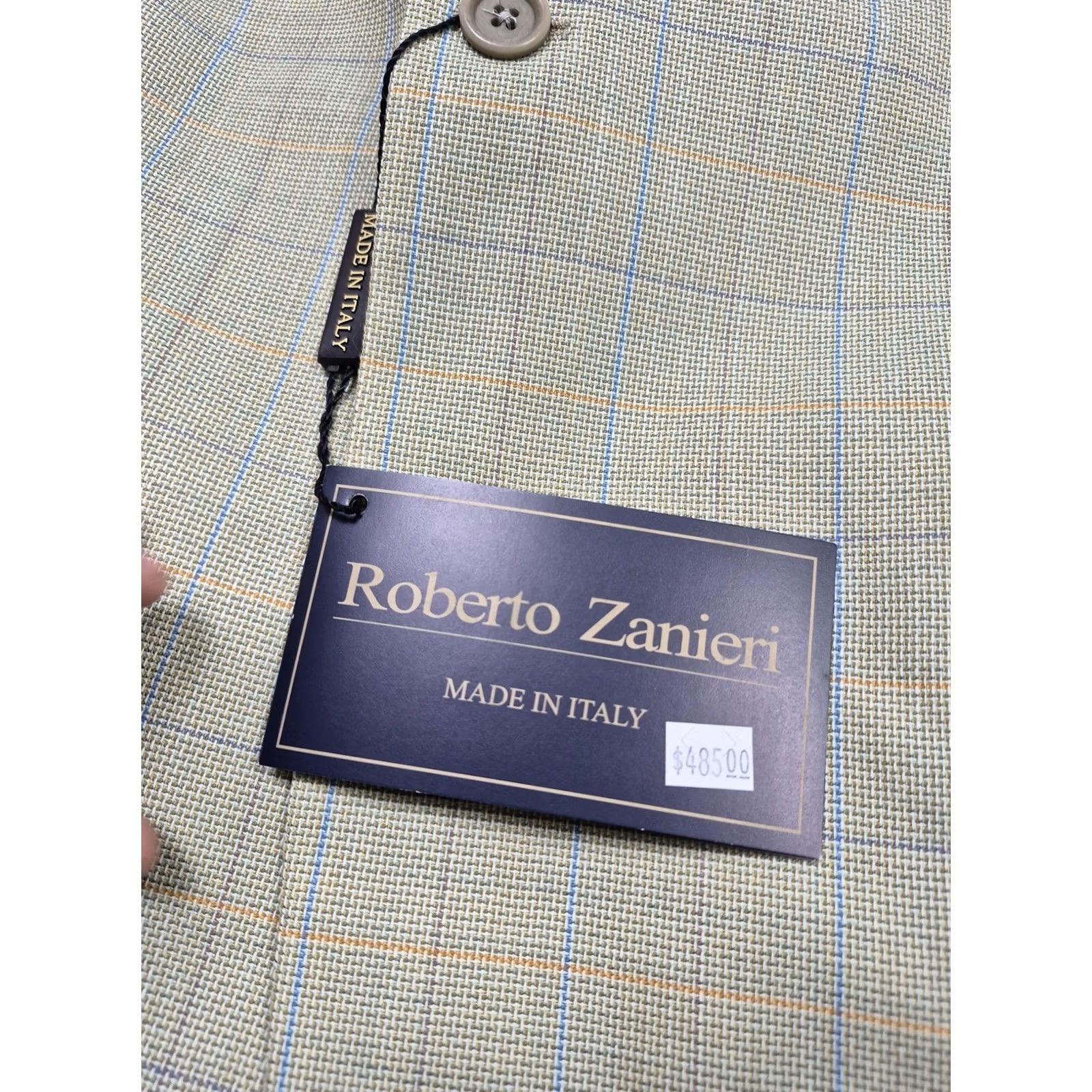 Vintage VINTAGE RobeRto Zanieri Blazer Mens 42L Beige Wool Plaid Sport Coat Made Italy Jacket Size 42R - 3 Thumbnail