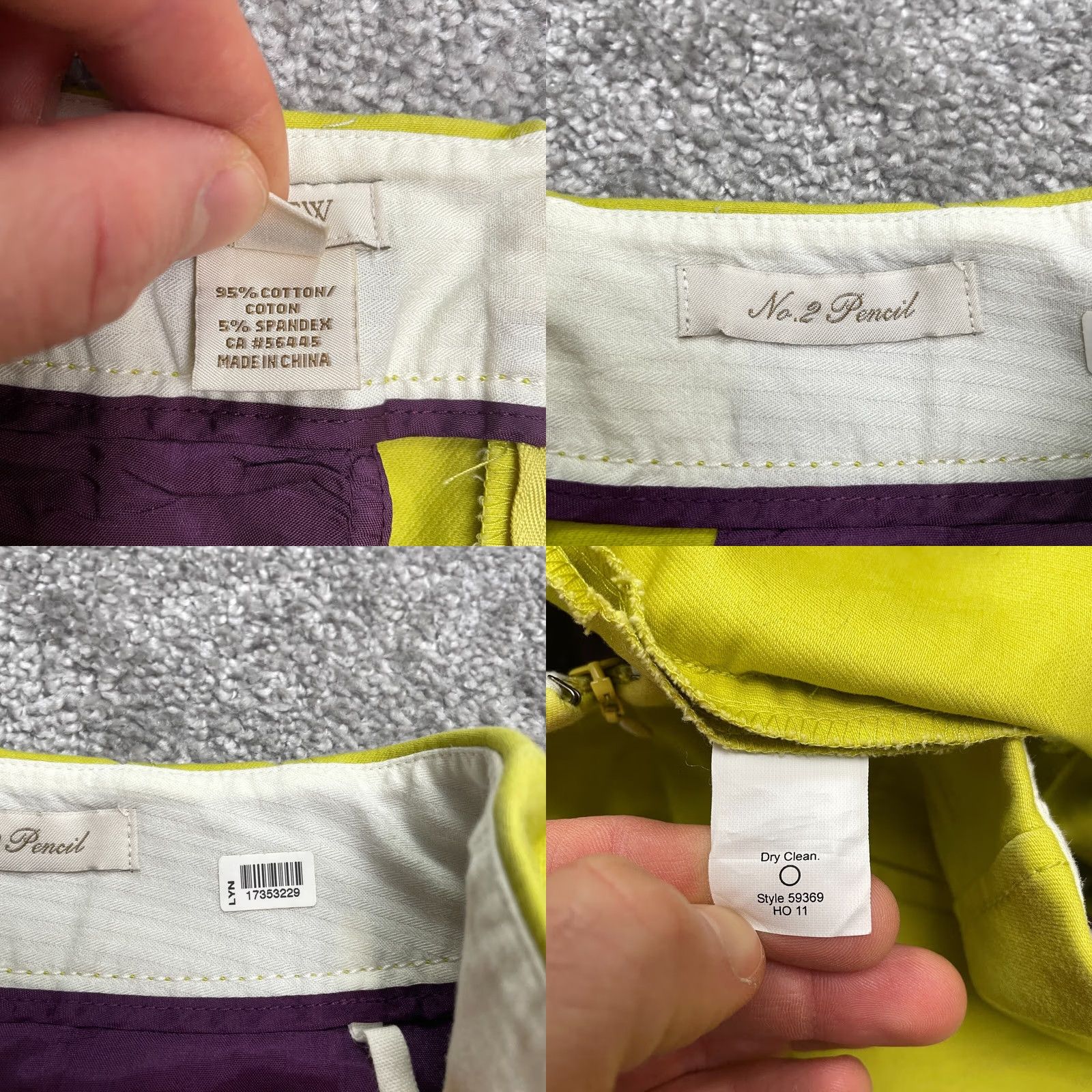 J.Crew J.Crew No. 2 Lyn Straight Pencil Skirt Women 00 Neon Yellow Knee Length Cotton Spandex Lined Machine Washable Men? Size 24" / US 00 / IT 34 - 8 Thumbnail