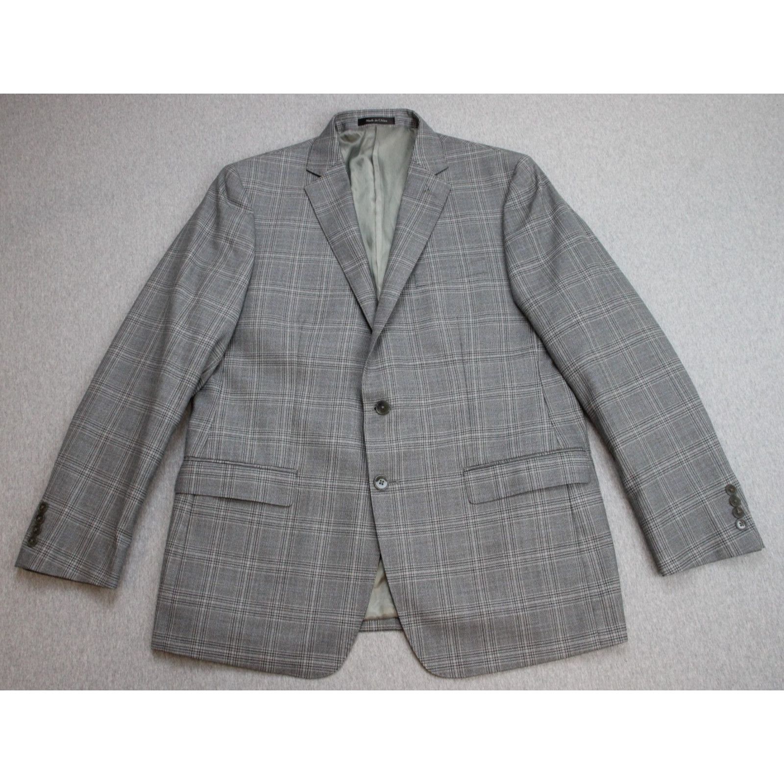 Calvin Klein Calvin Klein Blazer Mens 44R Plaid 2 Button Notch Lapel Wool Size 44R - 3 Thumbnail