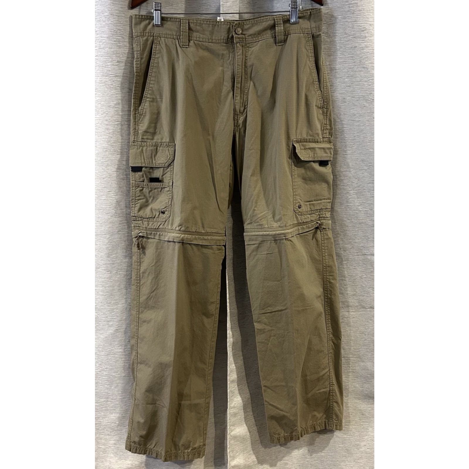 Vintage Northwest Territory Pants Mens 34x32 Cargo Zip Off Convertible Outdoor Hiking Beige Cotton Canvas Straight Pockets Navy? Size US 34 / EU 50 - 2 Thumbnail