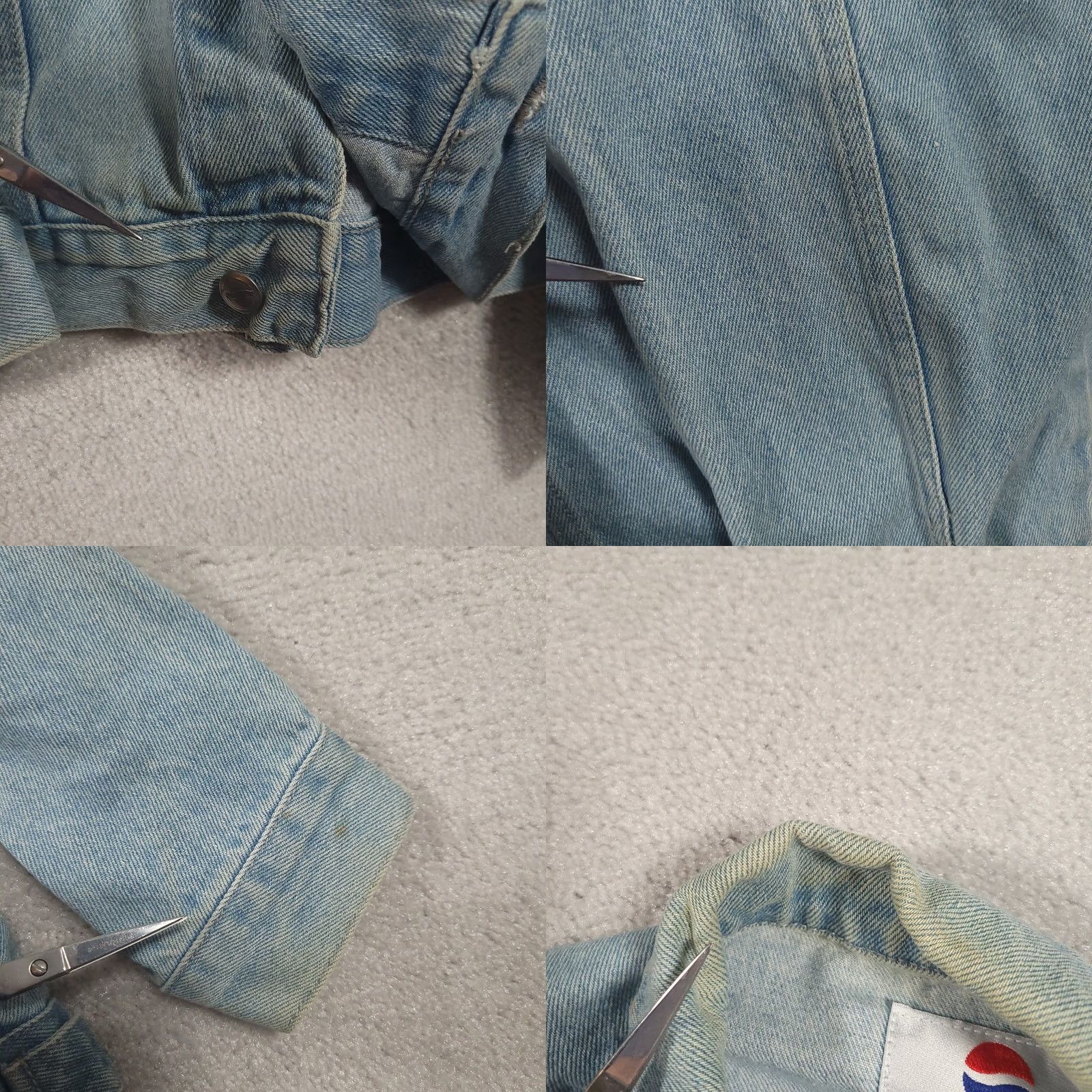 Denime VINTAGE Pepsi Trucker Jacket Mens L Light Wash Blue Denim 90s Y2K Grunge Jacket Size US L / EU 52-54 / 3 - 8 Thumbnail