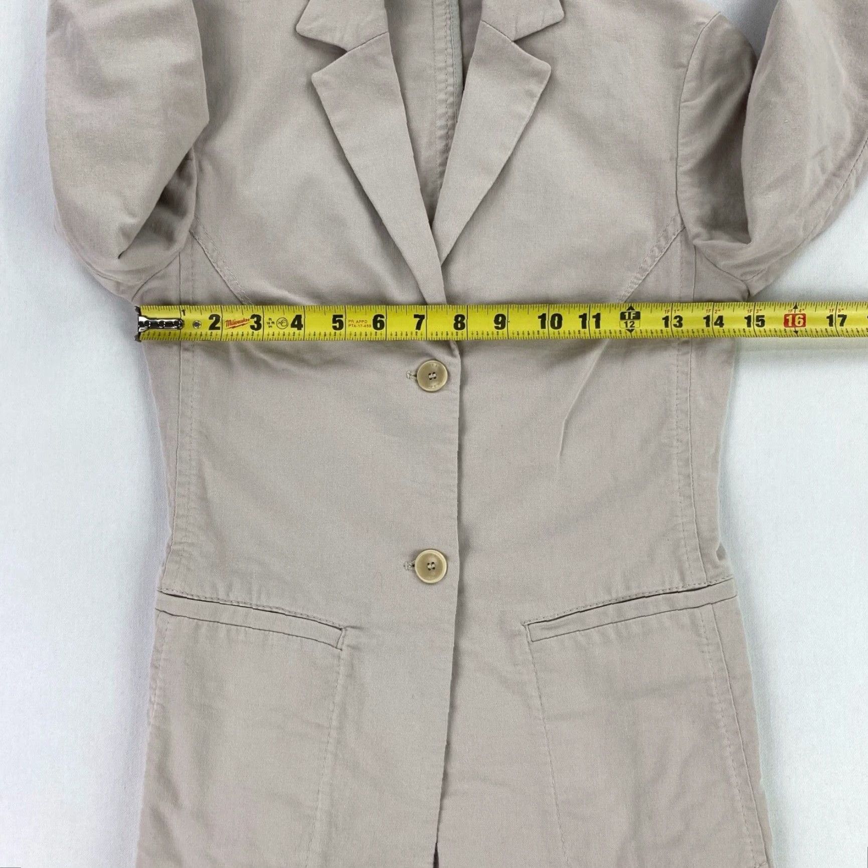 Valentino VINTAGE Valentino Blazer Women 2XS Beige Cotton Stretch 2-Button Jacket Suit Style Mens? Size 24" / US 00 / IT 34 - 7 Thumbnail