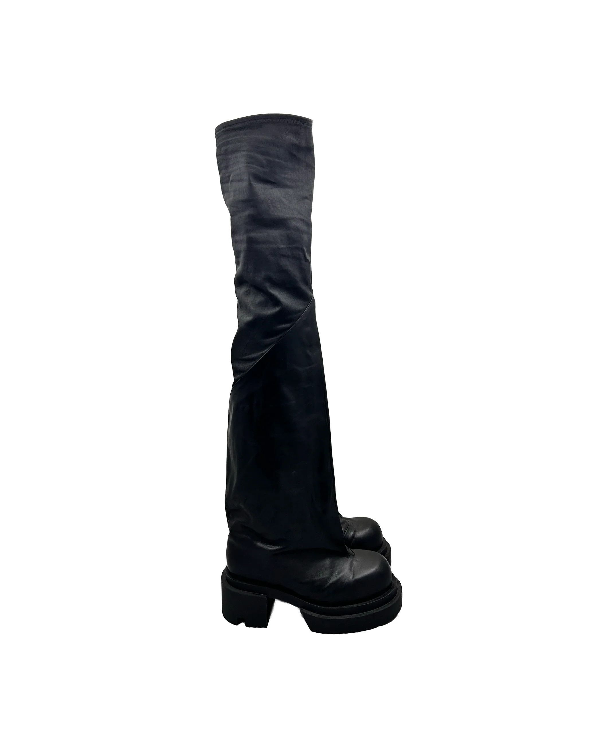 Rick Owens Bogun 78mm Leather Flared Boots Size US 9 / EU 42 - 1 Thumbnail