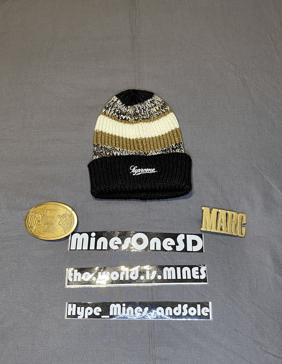 Supreme NWT Supreme Mixed Stripe Beanie - Black Size ONE SIZE - 2 Thumbnail