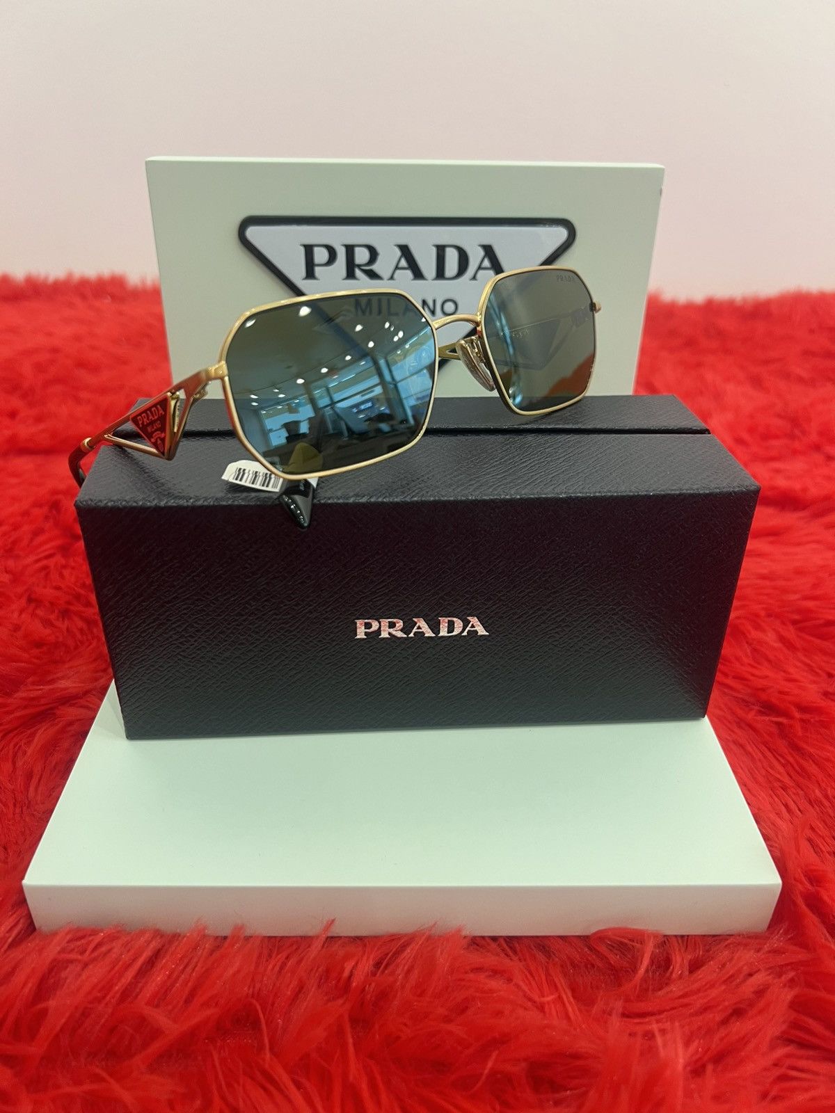 Prada Prada Gold Sunglasses Size ONE SIZE - 2 Thumbnail